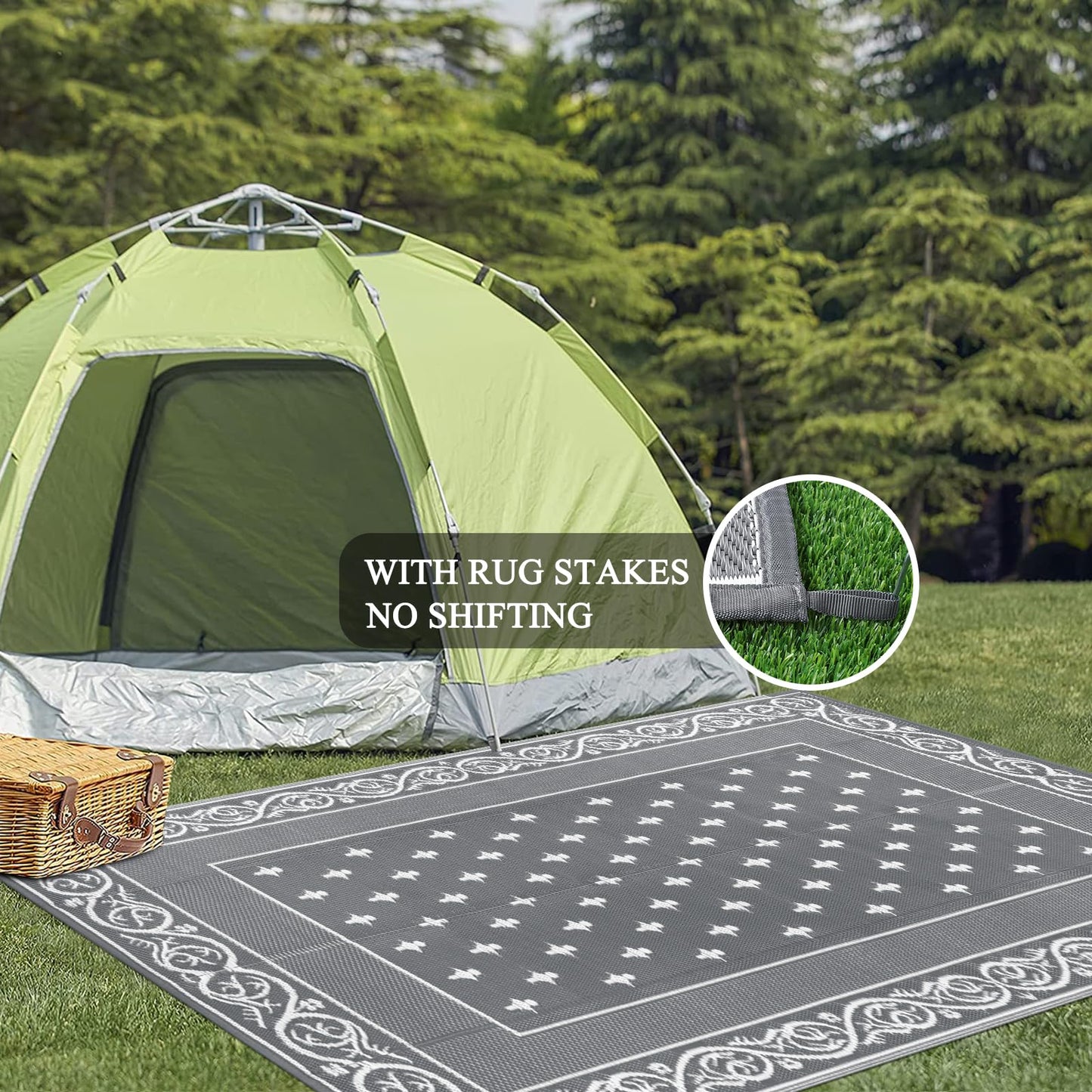 Pauwer Waterproof Outdoor Rug 6'x9', Reversible Outdoor Plastic Straw Rug, Outdoor Patio Rug for Camping, Outside RV Mat, Indoor Outdoor Rugs Carpet for RV, Picnic, Backyard, Deck, Balcony, Porch