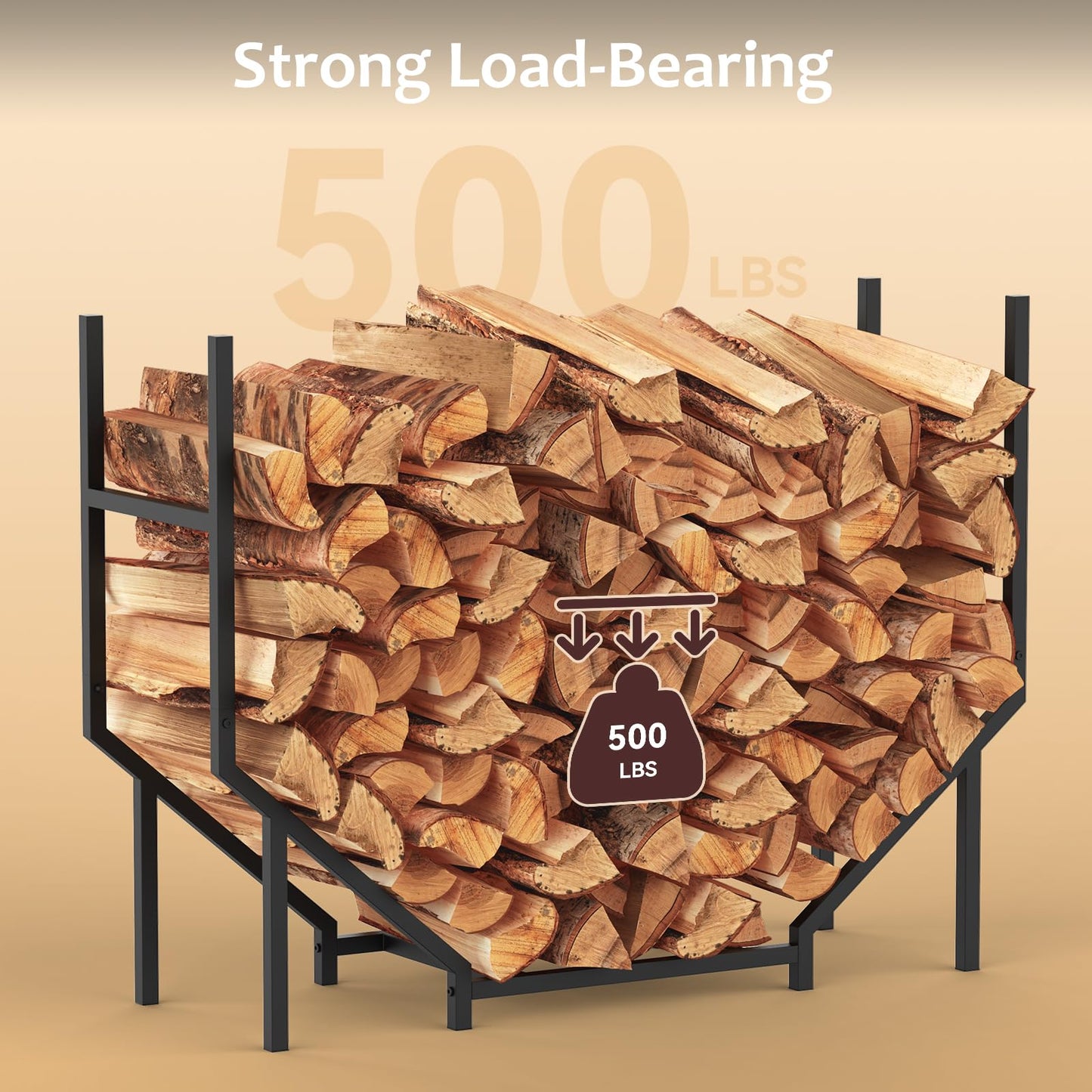 CADUKE Firewood Rack Outdoor 3.2ft Heavy Duty Fire Wood Storage Racks for Indoor Upgraded Metal Log Holder for Firewood Fireplace Wood Pile Storage Stacker Organizer
