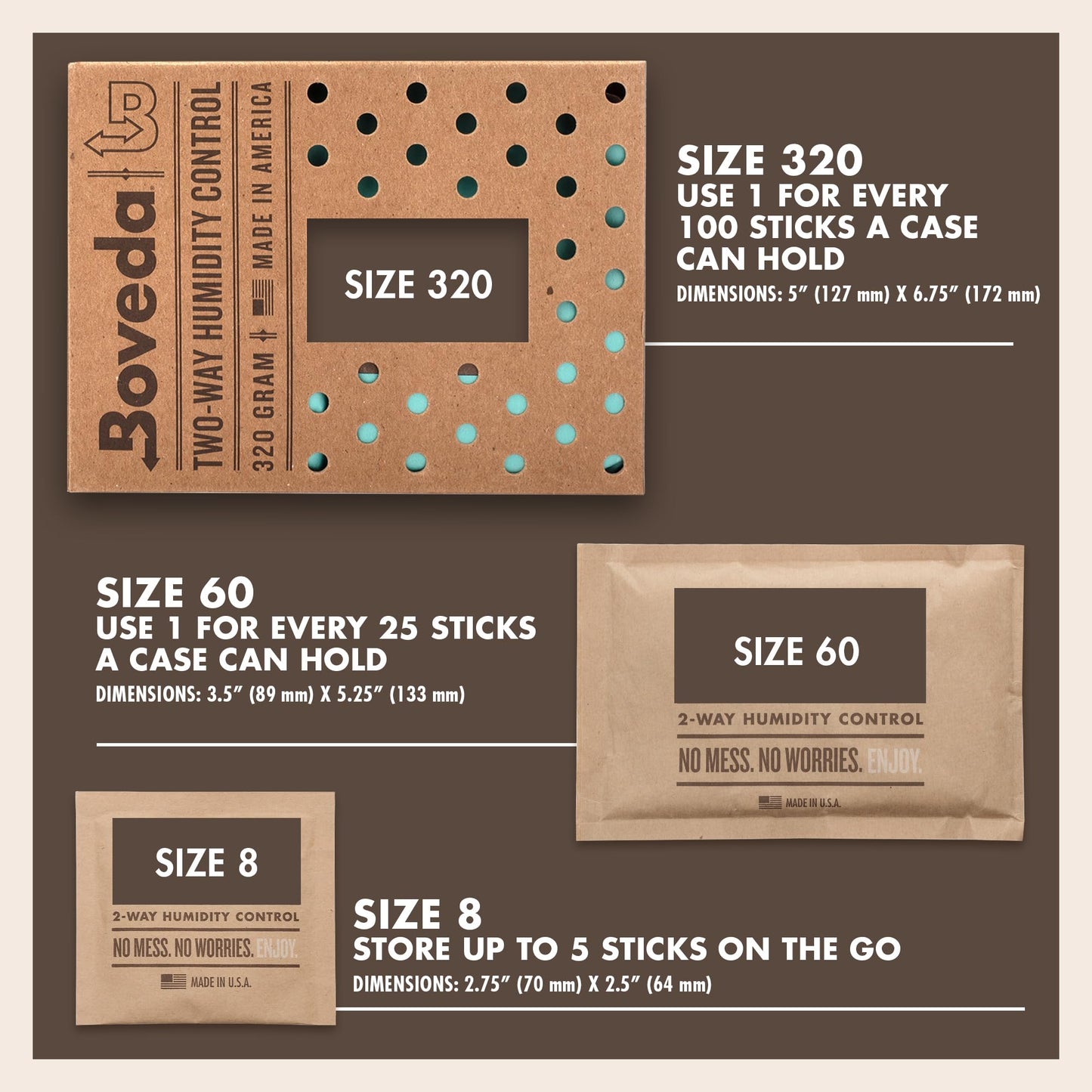 Boveda 72% Two-Way Humidity Control Packs For Wood Humidifier Boxes – Size 60 – 4 Pack – Moisture Absorbers – Humidifier Packs – Hydration Packets in Resealable Bag