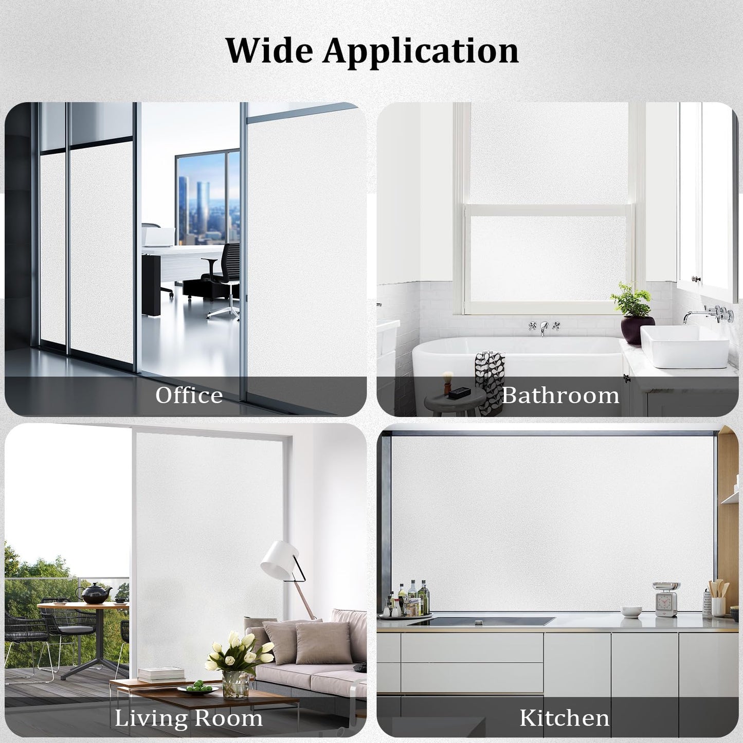 Coavas Window Films for Privacy Window Film Frosted Static Cling Non Adhesive Vinyl Sticker Sun Heat Blocking Window Coverings for Bathroom Home Office Door 23.6x78.7 Inch,60x200cm, Pure Frosted