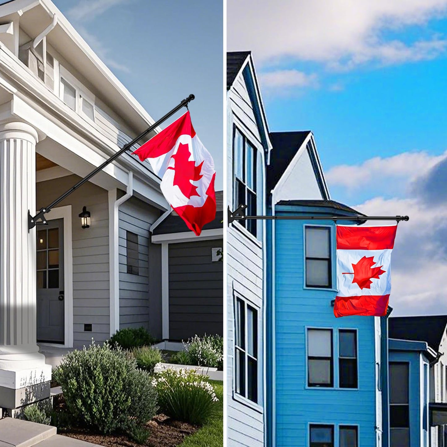 Flag Pole - Tangle Free Flagpole with Upgraded Bracket, 5 FT Stainless Steel Flag Poles for Outside House, Residential or Commerical - Flag Pole Kit for Proud American Flag (Without Flag, Black)…