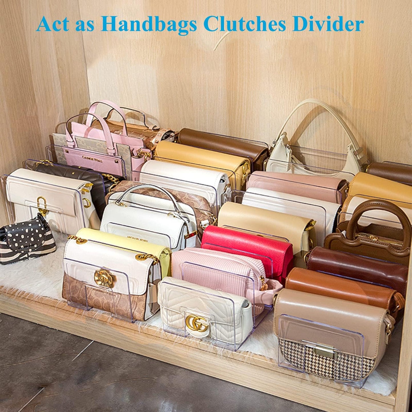 Marte Vanci Clear Acrylic File Sorter, Sturdy Desk File Organizer Shelf Book Holder Purse Handbag Clutch Divider File Folder Rack for Letter Cookbooks Home Office Kitchen Supplies 4 Sections (4 Pack)