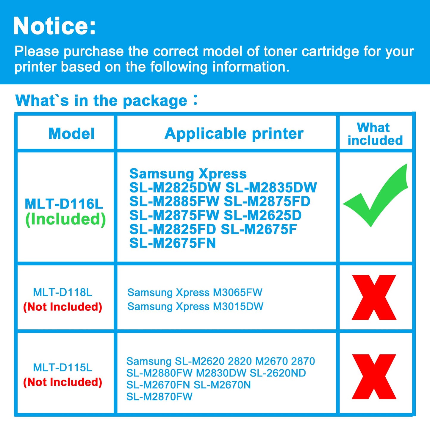 LCL Compatible Toner Cartridge for Samsung MLT-D116L MLT-D116S 3000 Pages for Samsung Xpress SL-M2825DW SL-M2835DW SL-M2885FW SL-M2625D M2825DW M2835DW M2885FW M2875FD M2875FW M2625D(2-Pack,Black)