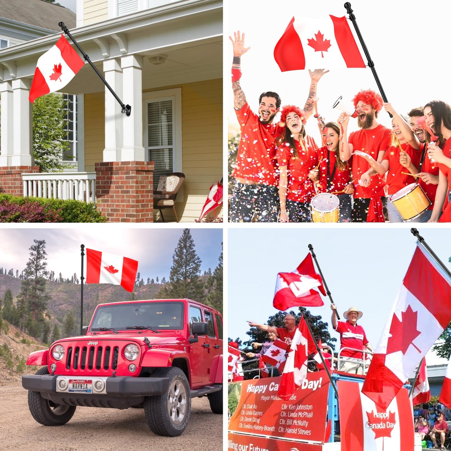 Hanotic 6FT Flag Pole with Canada Flag, with Mounting Bracket, 360° Tangle Stainless Steel, Residential or Commercial, for Garden, Yard, Patio