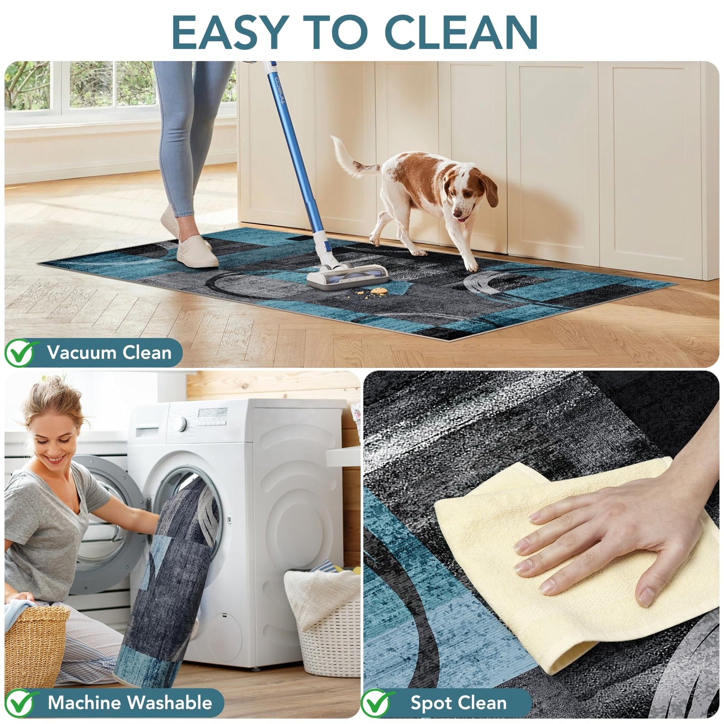Office Chair Mat for Hardwood Floor & Tile Floor, 36"X 48" Heavy Duty Desk Chair Mat for Hard Floors, Under Desk Rug for Rolling Computer Chair,Anti Slip,Low Pile Carpet Protector-Geo Blue Gray