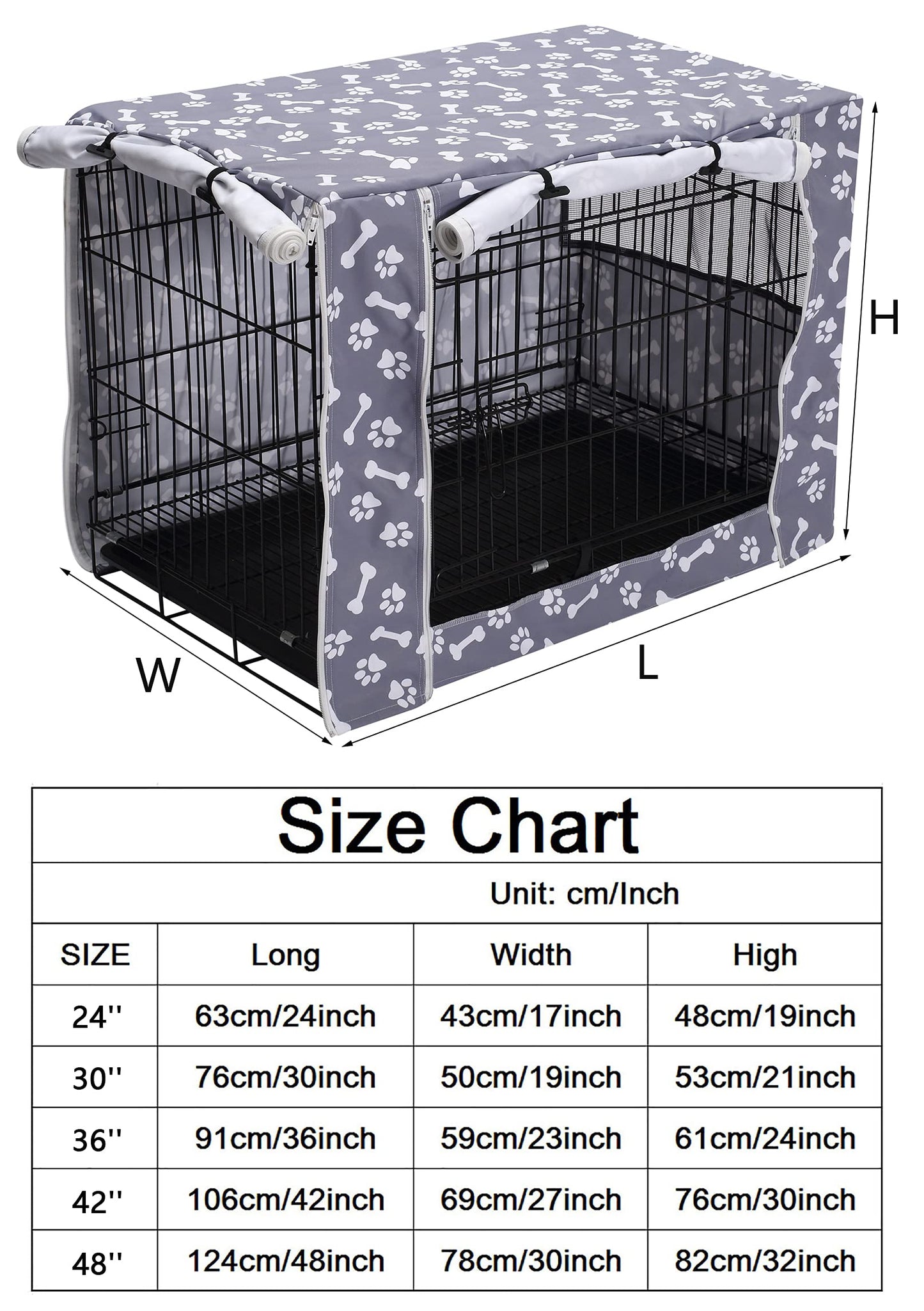 Pethiy Dog Crate Cover Durable Polyester Pet Kennel Cover Universal Fit for Wire Dog Crate - Fits Most 42 inch Dog Crates - Cover only-Sky Gray-42