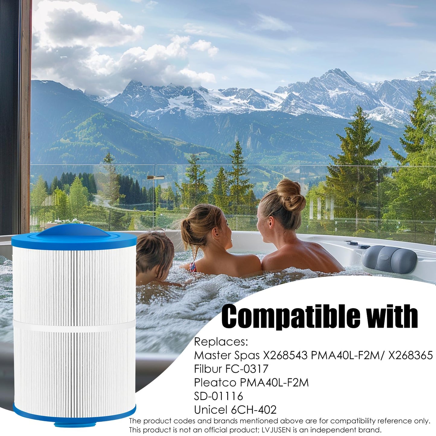 LVJUSEN PMA40L Spa Filter Replaces Master Spas Filter X268543 PMA40L-F2M, Fits Most Twilight Series Spa, Compatible with 6CH-402/ FC-0317/ X268365-2 Pack