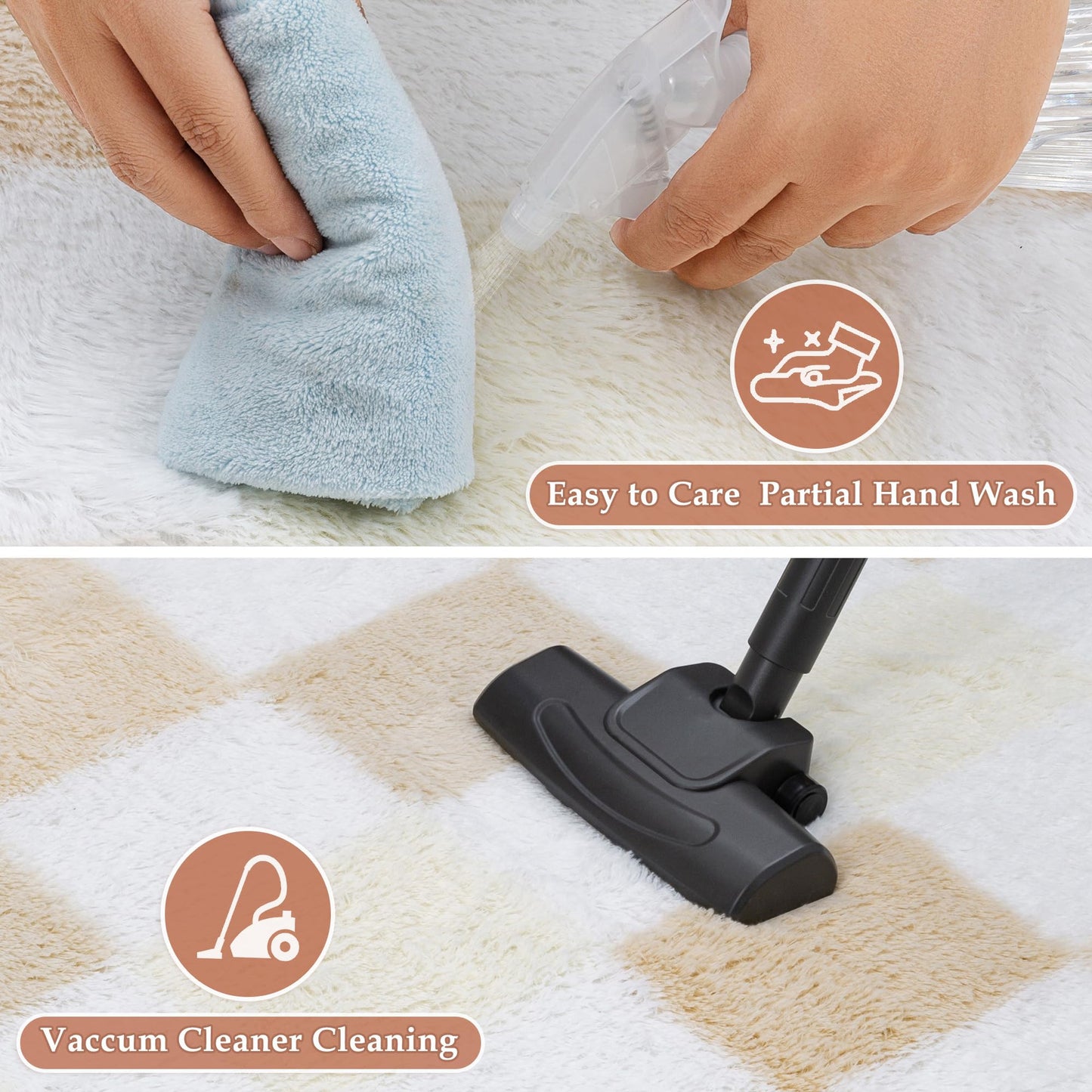 WondRg 6x9 Checkered Fluffy Area Rug for Living Room Bedroom Pink Kids Room Carpet High Pile Washable Non-Slip Tapis Salon Soft Floor Shag Rug for Nursery Large Modern Neutral Thick Plush Fuzzy
