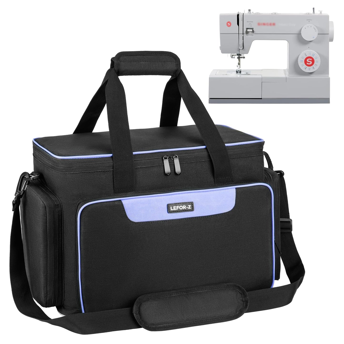 Rolling Sewing Machine Case with Wheels,Sewing Machine Carrying Bag,Trolley Tote Bag Fits for Most Standard Singer,Brother,Janome Sewing Machine and Accessories(Black)