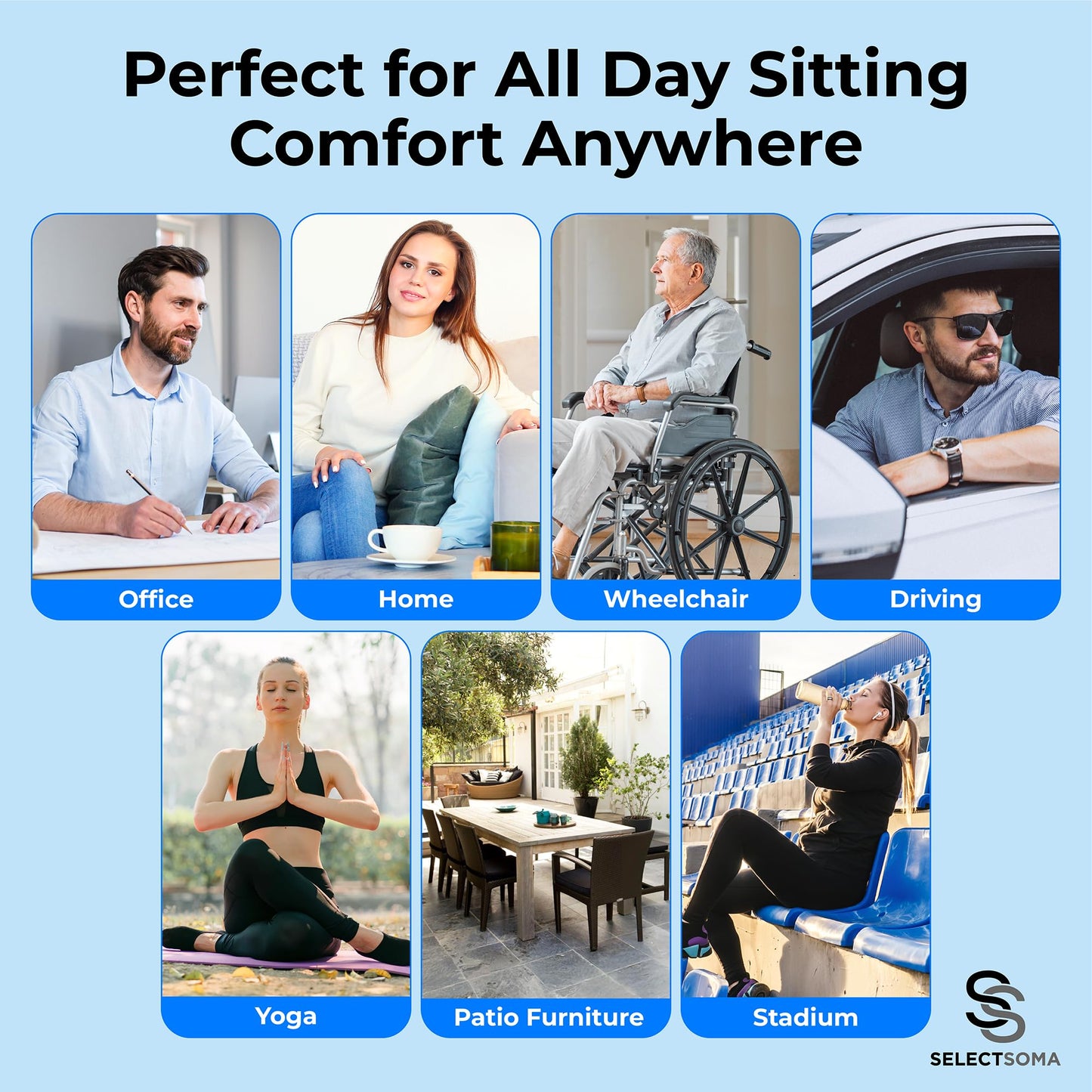 Gel Seat Cushion for Long Sitting – Car Seat Cushion and Office Chair Cushion for Back, Sciatica, Coccyx, Tailbone Pain Relief – Wheelchair Cushion for Pressure Relief – Egg Seat Gaming Chair Cushion