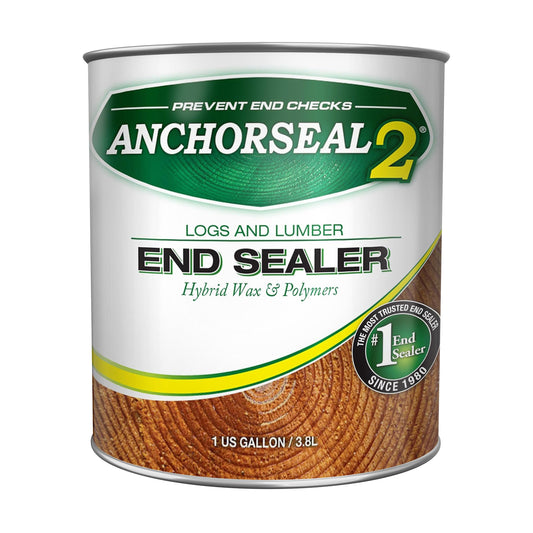 ANCHORSEAL 2 Hybrid Log & Lumber end grain sealer (1 Gallon) - Water-based wax & polymer prevents up to 90% of end checking (drying splits) on cut ends. Green wood sealer for turning blanks & bowls. … (1 Gallon)