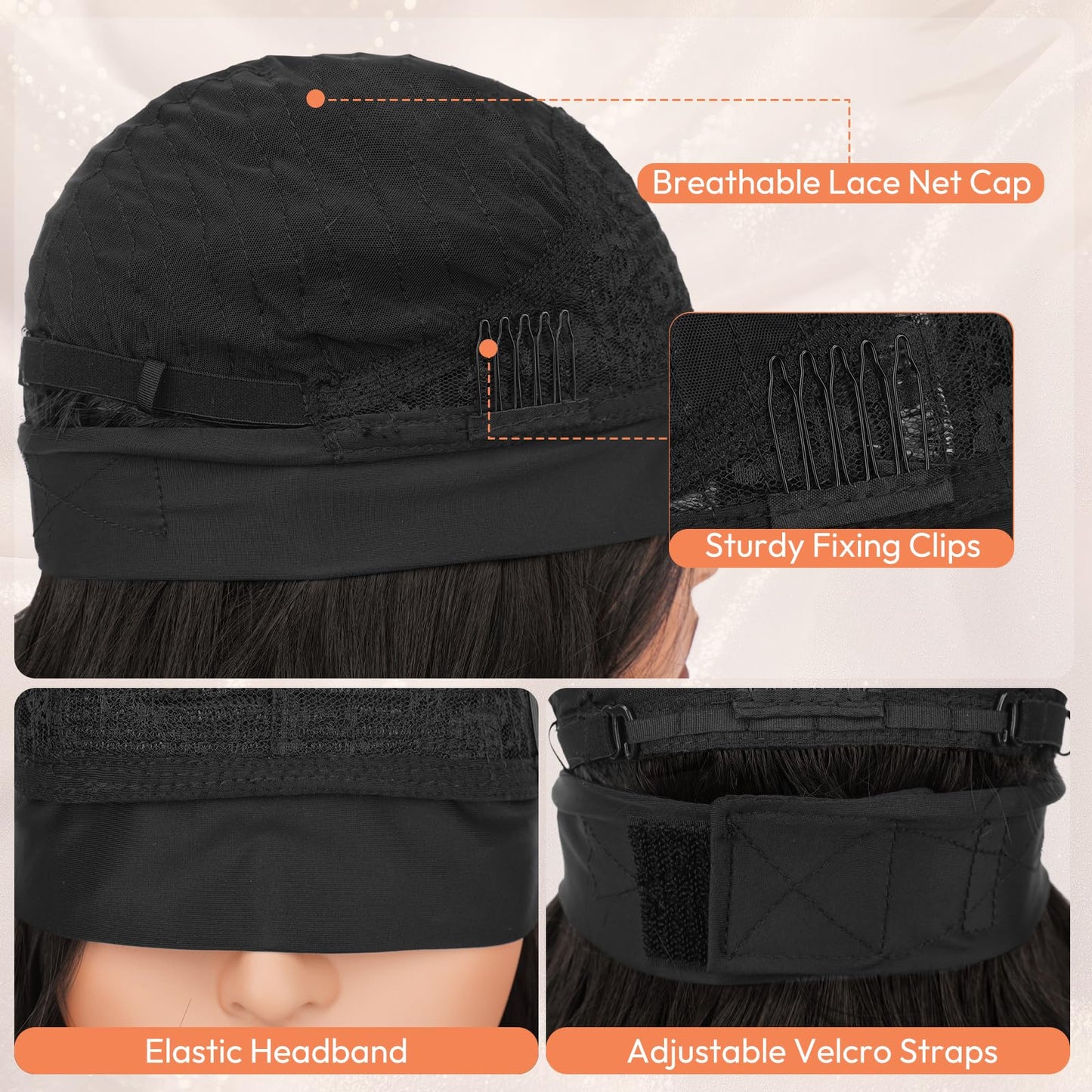 BARSDAR Dark Brown Wavy Headband Wig - 26 Inch Long Loose Body Wavy Synthetic Headband Wig for Women - Wear and Go Glueless Wig Soft Lightweight Natural Looking Easy Wear Head Band Wigs