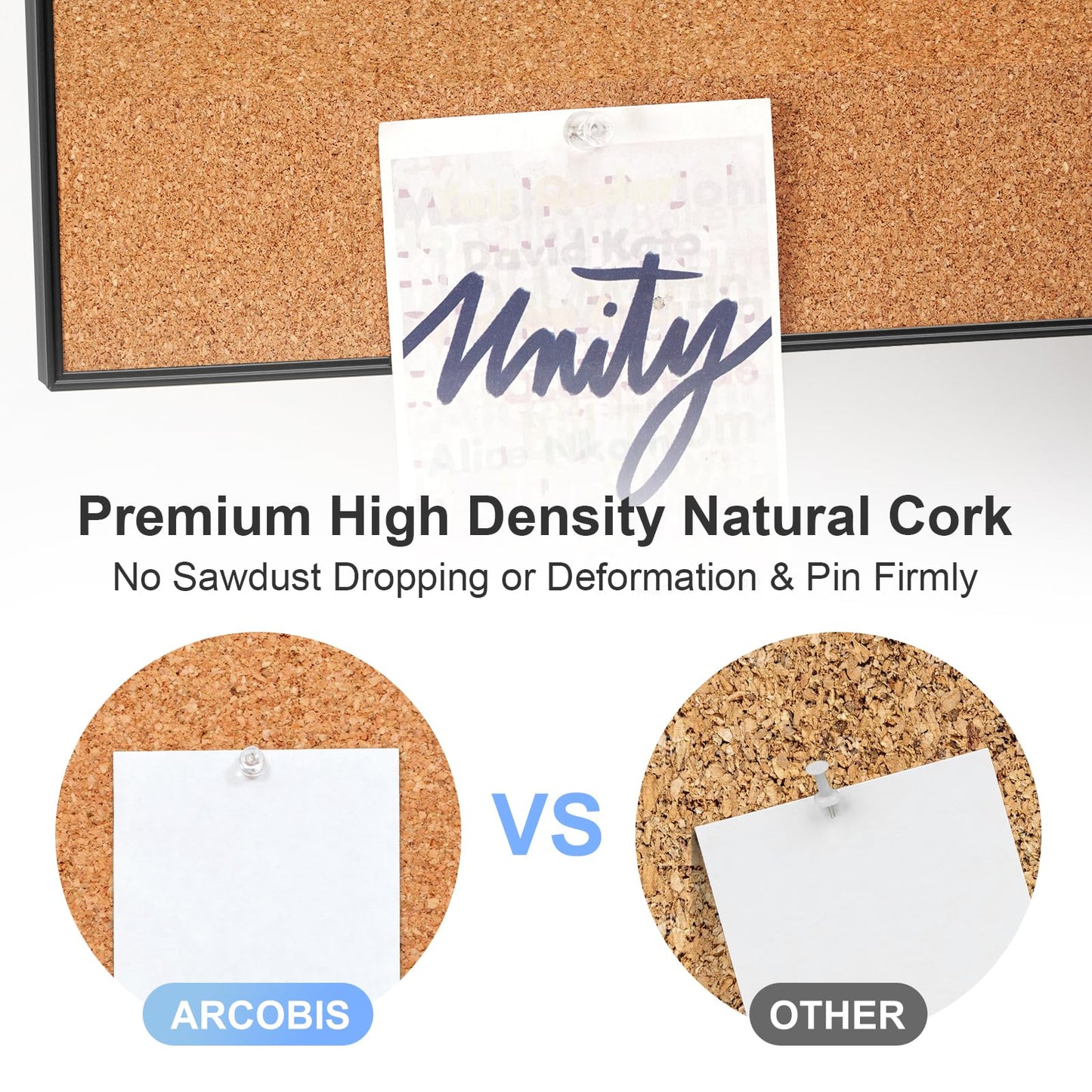 Dry Erase Cork Board Combo, ARCOBIS 36"X24" Bulletin White Board for Wall, Magnetic Corkboard, Vision Whiteboard for Office,Home,School Black Frame
