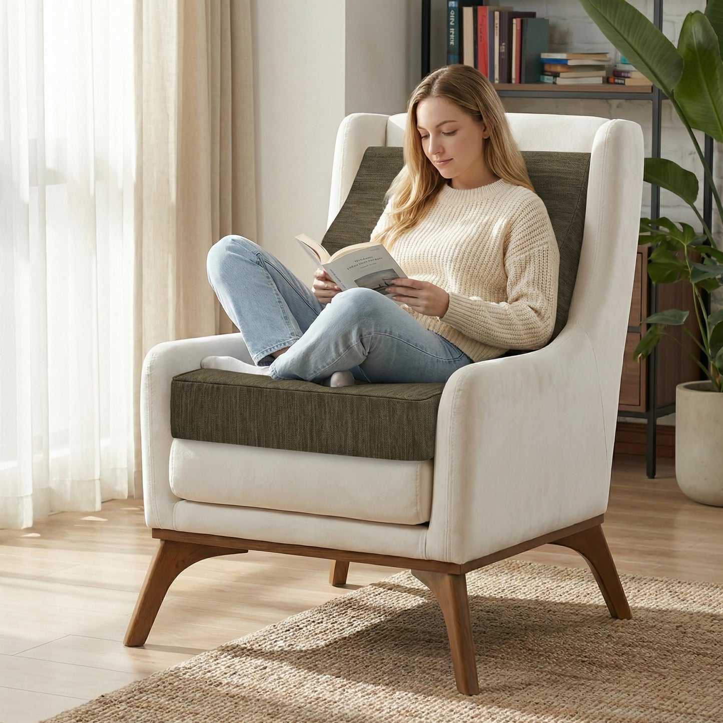 baibu Gel Memory Foam Recliner Cushions with Lumbar Support Pillow for Elderly, 20x20x5 Inch Thick Dual-Layer Patent Design Non-Slip Seat Cushion for Recliner Chair for Reduce Hip & Lumbar Pain, Brown