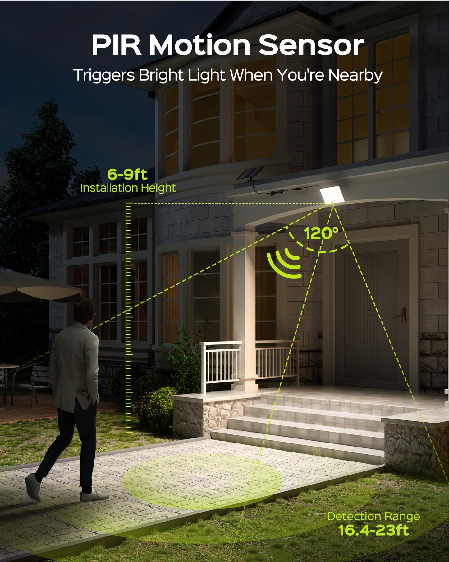 JACKYLED Motion Sensor Solar Lights Outdoor with 113 Bright LEDs, Dusk to Dawn Outside Flood Lights with 16ft Cable, Waterproof Solar Powered Security Spot Lights for Garden Barn Porch Garage, 2 Pack