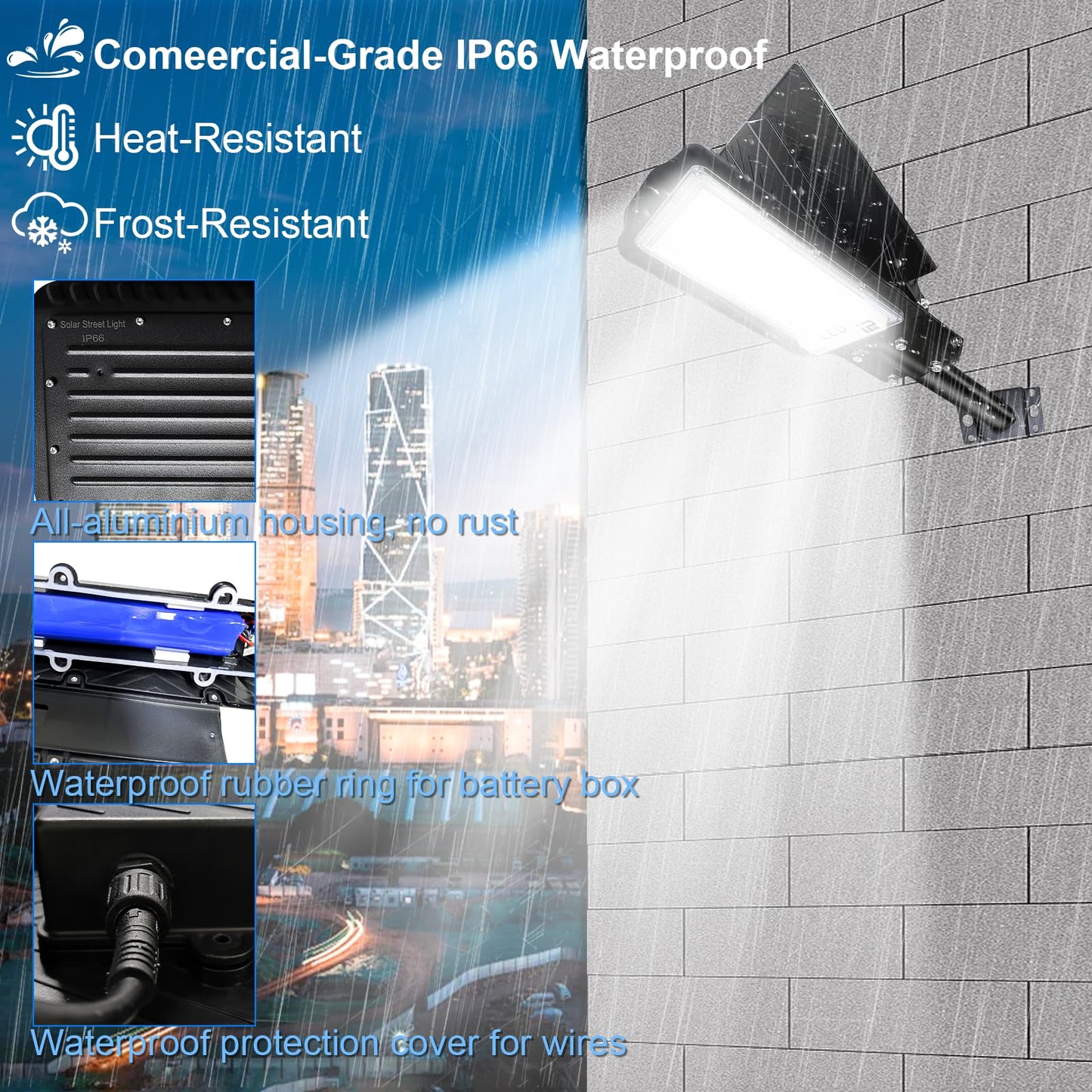 Solar Street Lights Outdoor, Indmird 30000LM Commercial Parking Lot Light, IP66 Waterproof Super Bright Solar Street Lights Outdoor, Motion Sensor with Remote Control, for Parking Lot, Yard, Street