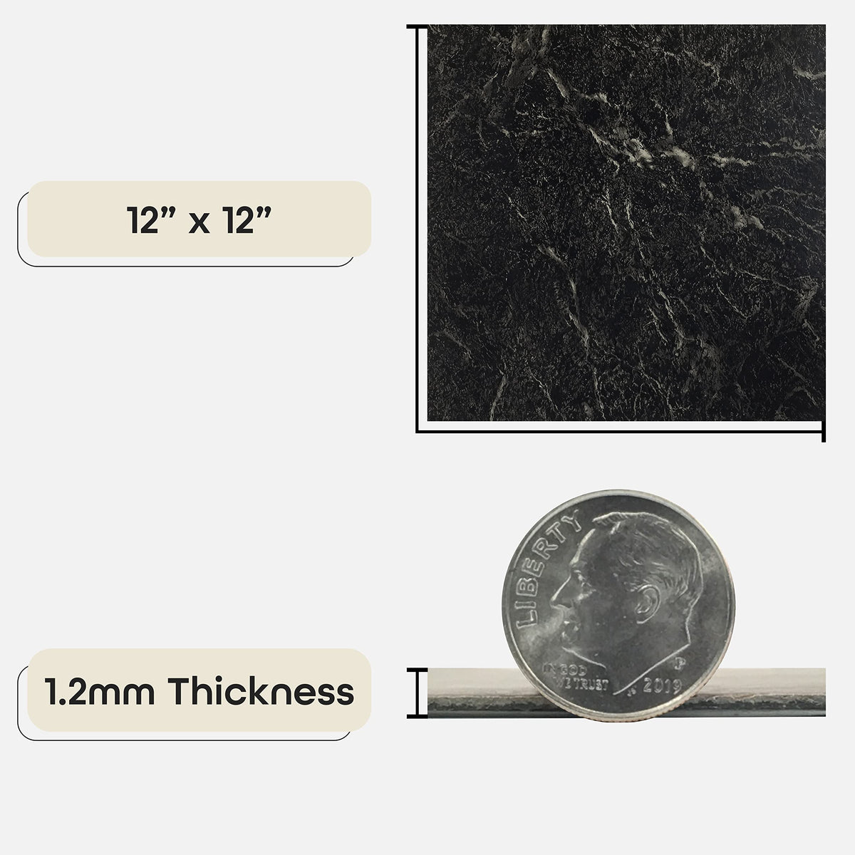 Achim Home Furnishings FTVMA40920 Nexus Vinyl Tile, Marble Black with White Vein, 20 Count(Pack of 1), 12 inch x 12 inch