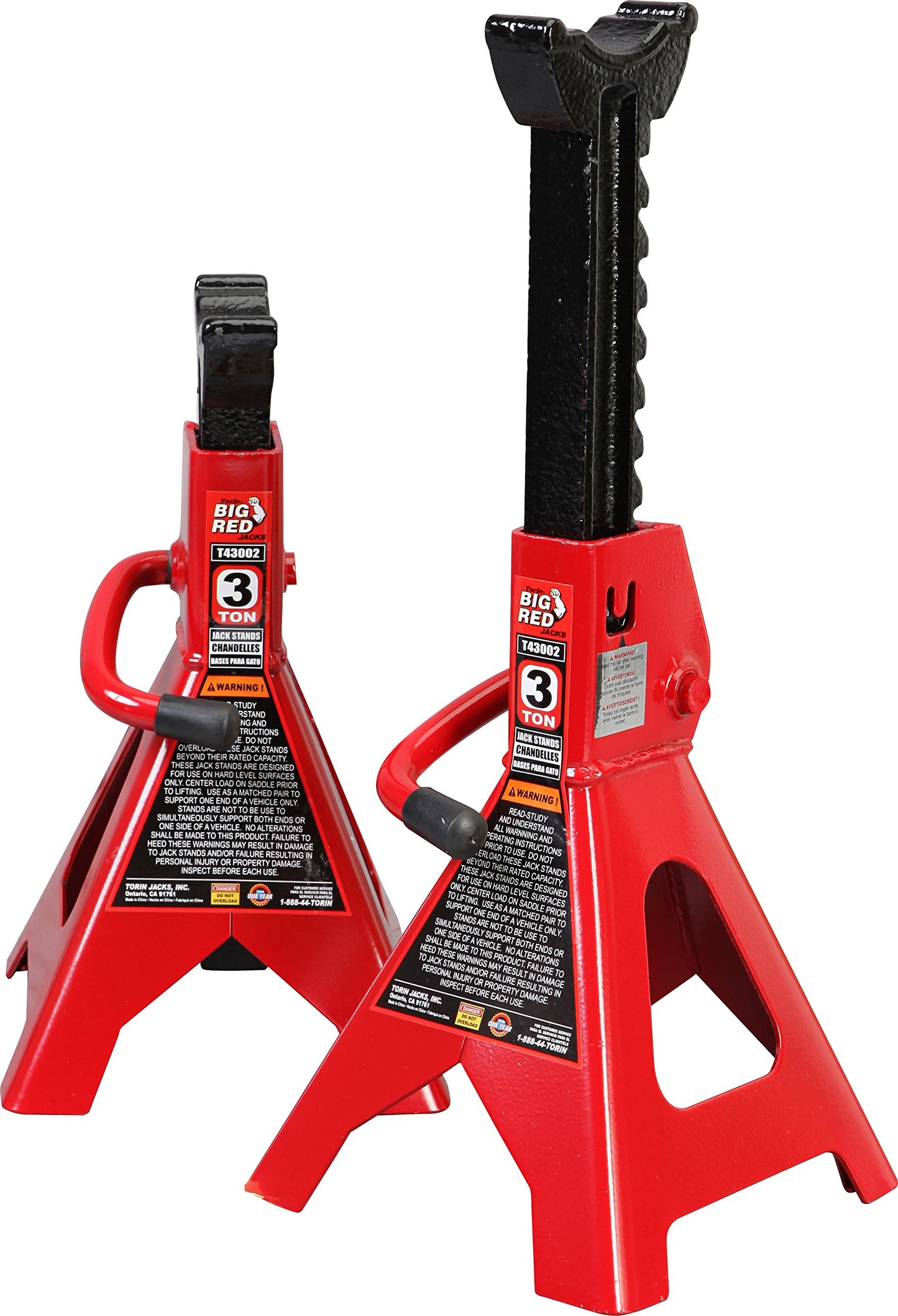 Torin BIG RED JACKS T43202 Torin Steel Jack Stands: 3 Ton (6,000 lb) Capacity, Red, 1 Pair