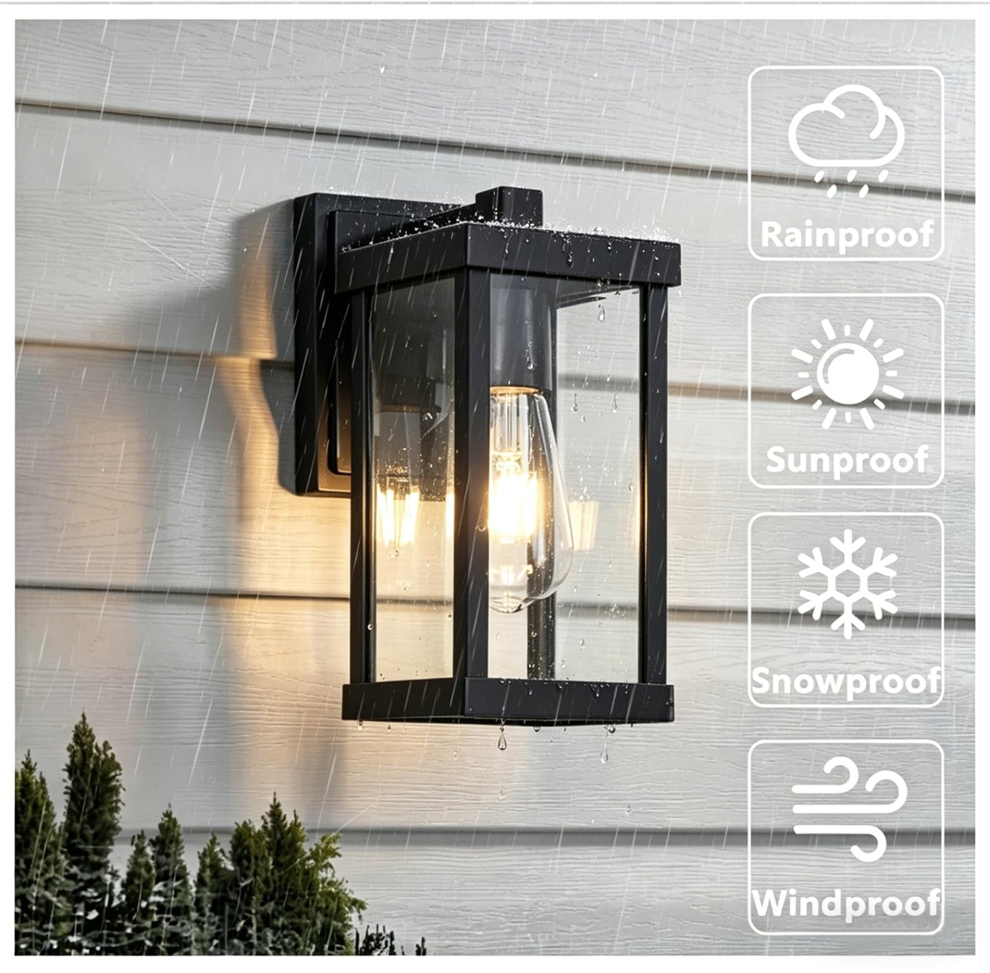 Black Outside Lights for House 11" H Outdoor Wall Sconce Waterproof Exterior Light Fixtures for Garage, Doorway, Porch, Patio