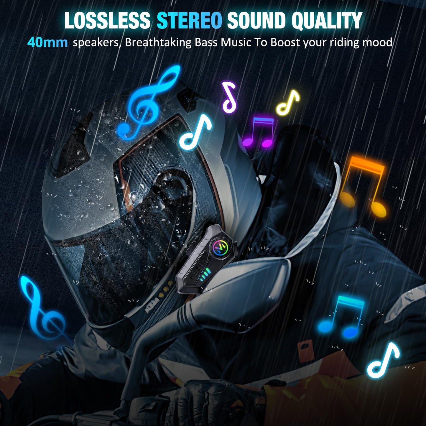 Motorcycle Helmet Speakers - Super Long Battery Life, Helmet Headphones Single Use Headset with Soft/Hard Mic,IPX6 Automatic Answer/Music Control/Intelligent Noise/Wake up Siri - Y-M10
