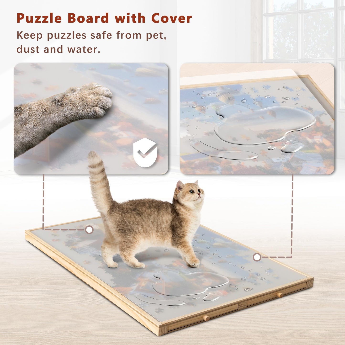 Becko US 1000-Pc Tilting Jigsaw Puzzle Board with 4 Colorful Drawers & Cover, Adjustable Puzzle Table with Built-in Easel/Stand, Portable Tables with Storage for Adults, with Premium Flannel Tabletop