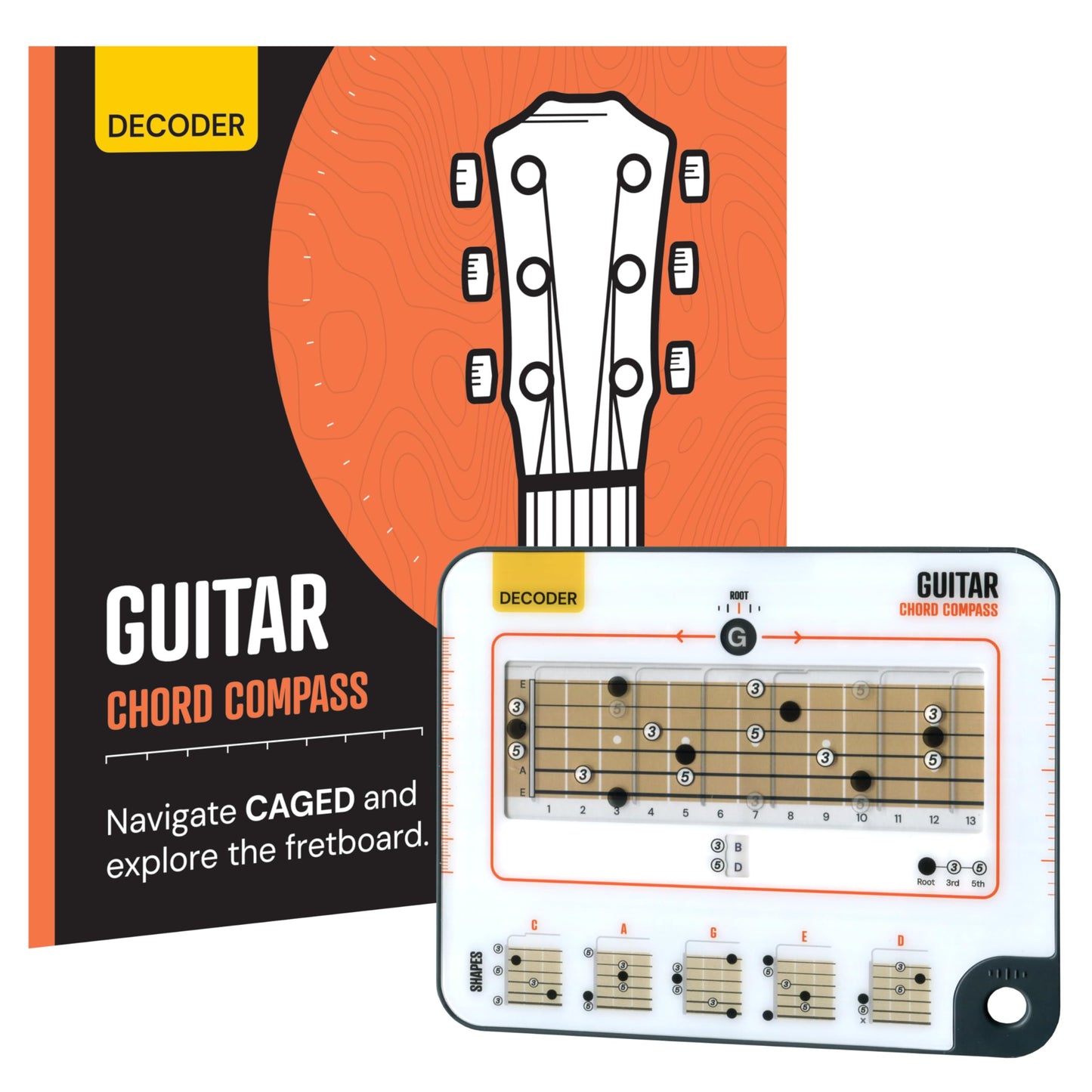 Noisy Clan Guitar Chord Compass & Book Set - Master Fretboard Logic and CAGED System - Simplify Songwriting and Theory - Portable Tool & 64-Page Guide