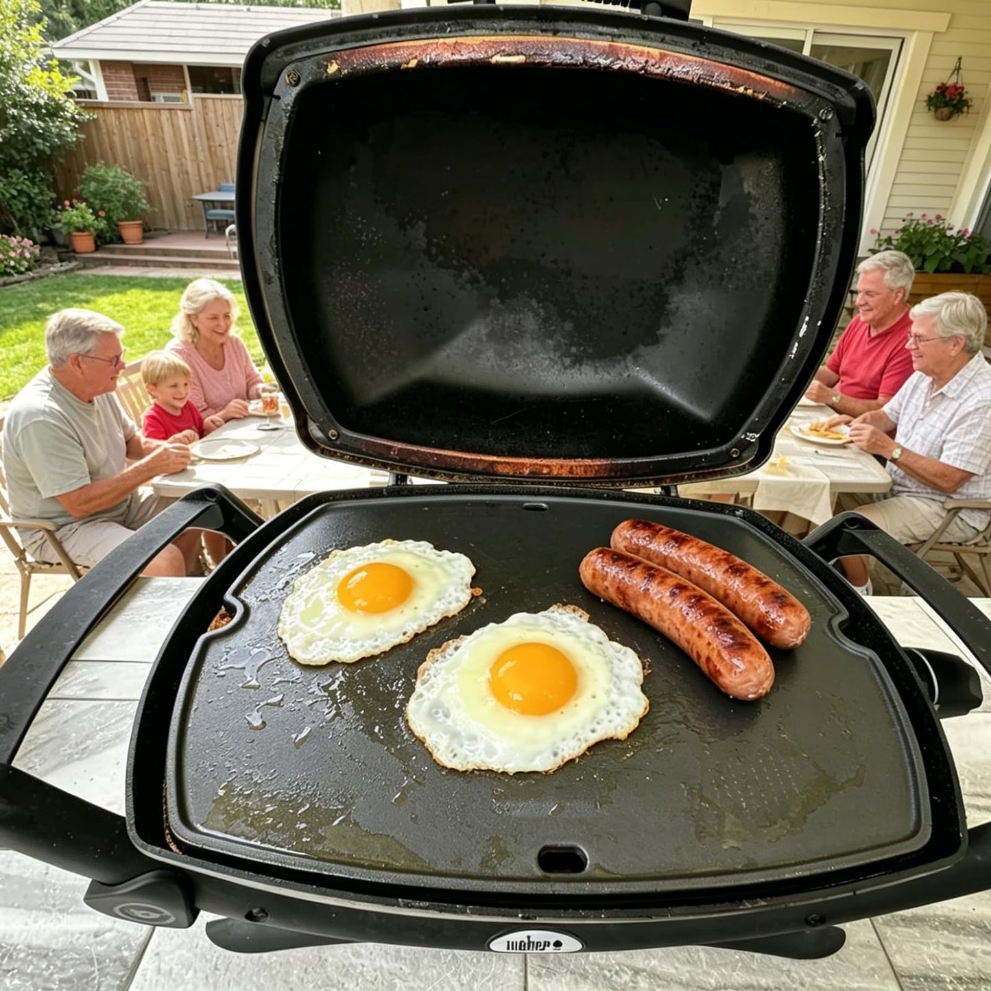 7582 Cast Iron Reversible Cooking Griddle Plate Replacement for Weber Q100 Q1200 Q1400 Q120 Q1000 Gas Grill, BBQ Accessories for Weber 50060001 51060001 52020001,1 Pack