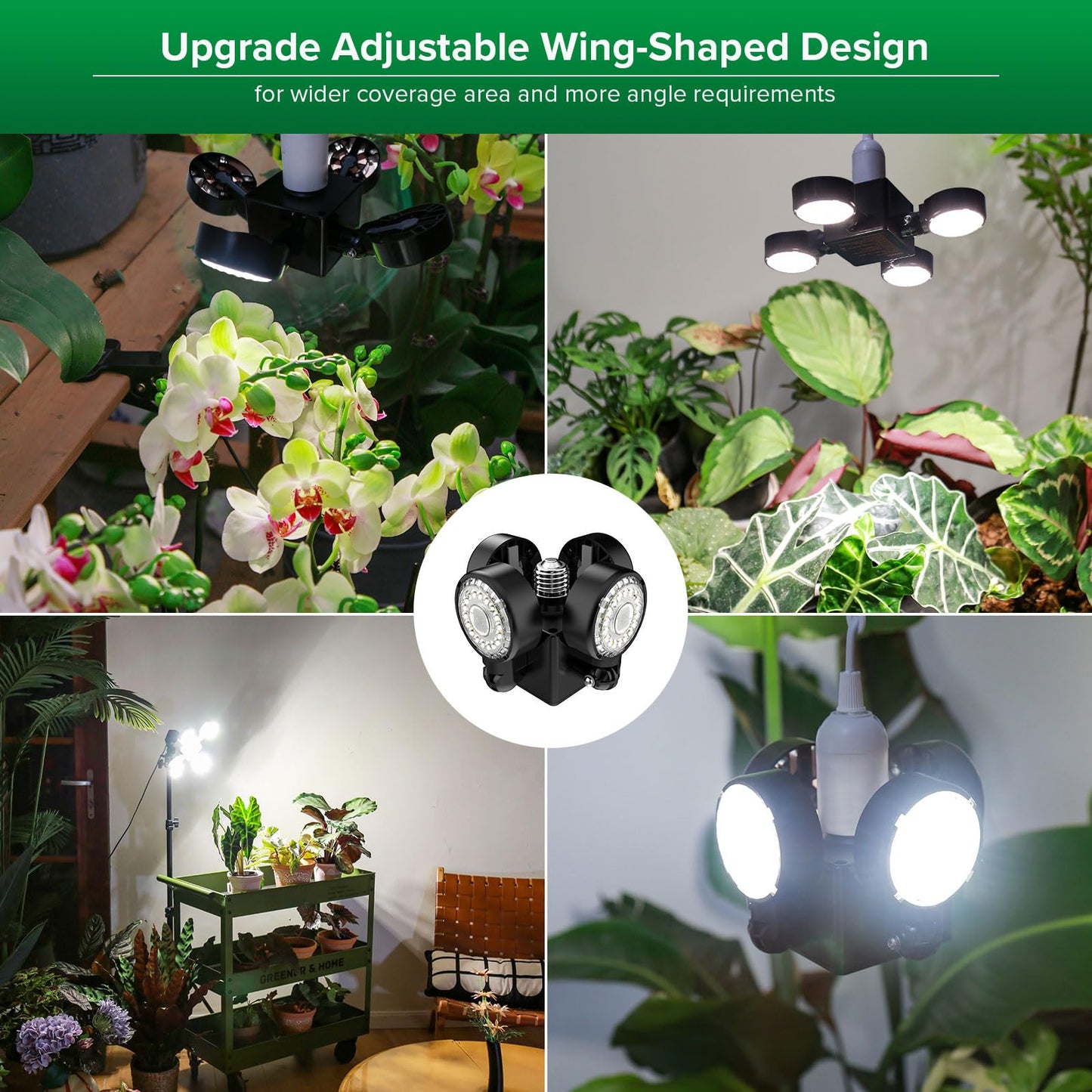 SANSI Grow Lights for Indoor Plants, Full Spectrum with Remote Control, Dimmable, Auto On Off 4 8 12 Hrs Timer, 40W (400 Watt Equiv) Plant Light with Optical Lens for Indoor Greenhouse, E26 Base