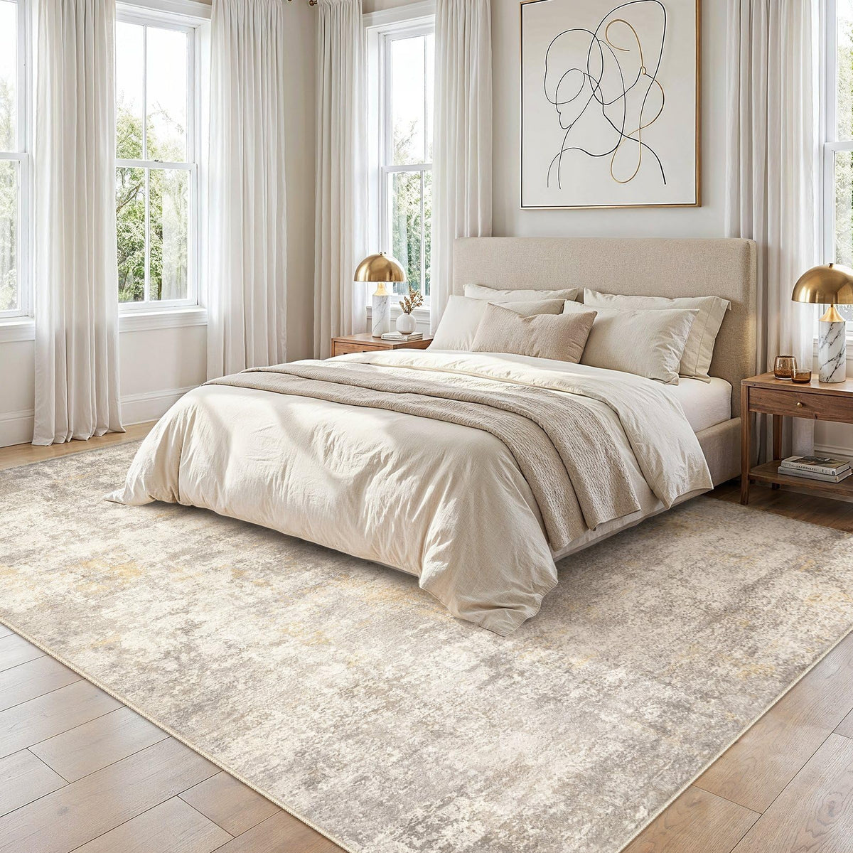 cotiled 5x7 Area Rug for Living Room Large Modern Neutral Abstract Rugs Washable Nonslip Backing Soft Carpet for Bedroom Dining Room Office Decor Grey/Brown
