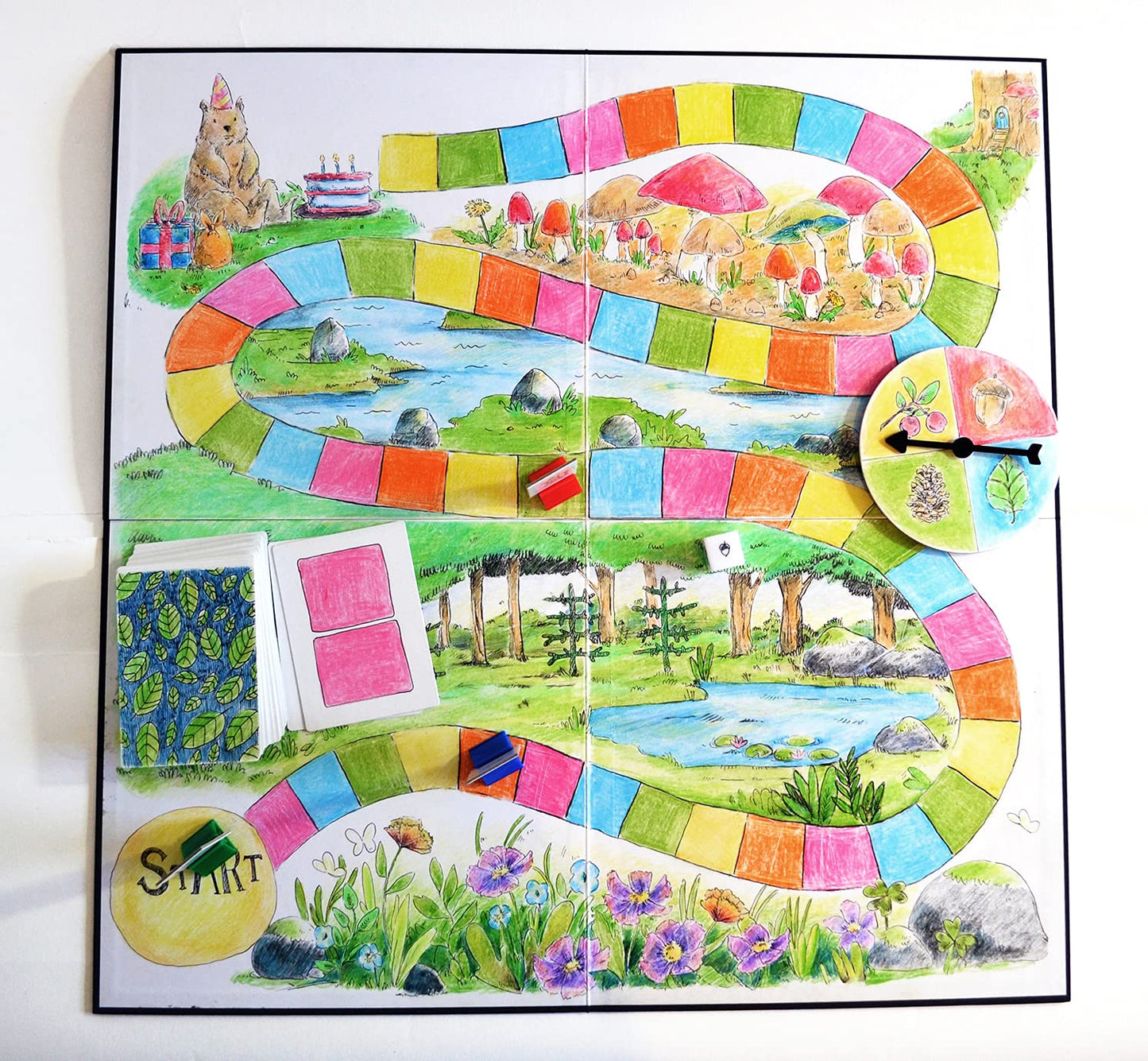 Create Your Own Board Game (Blank Game Board, Box & Accessories) Deluxe Pack with Game Pieces, Blank Cards, Rule Sheet, Sand Timer, Dice and More. DIY Board Game, Build Your Own Custom Board Game