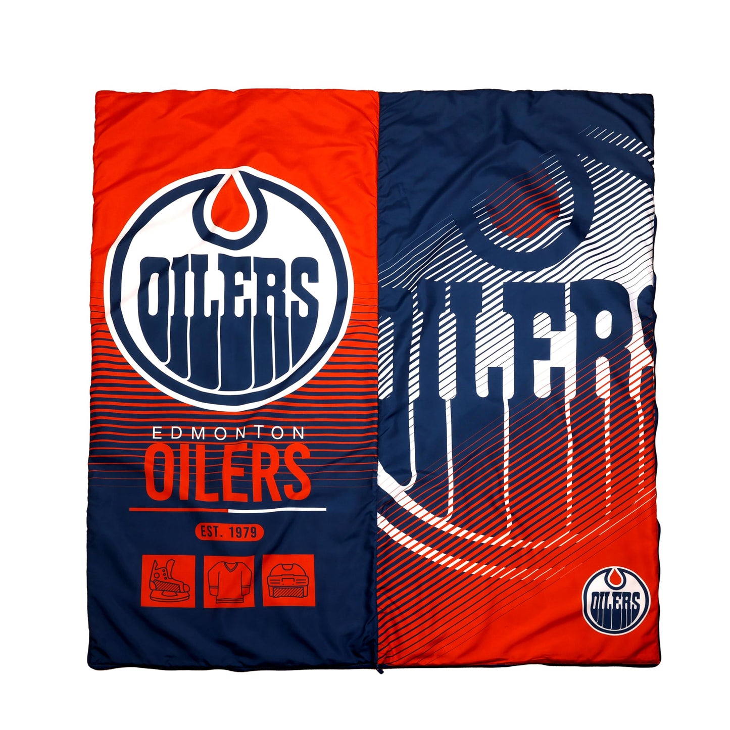 NHL Edmonton Oilers Kids Lightweight Indoor Slumber Bag/Sleeping Bag with Portable Drawstring Bag EXPRESSIONS Ultra-Soft & Cozy (Official NHL Product)