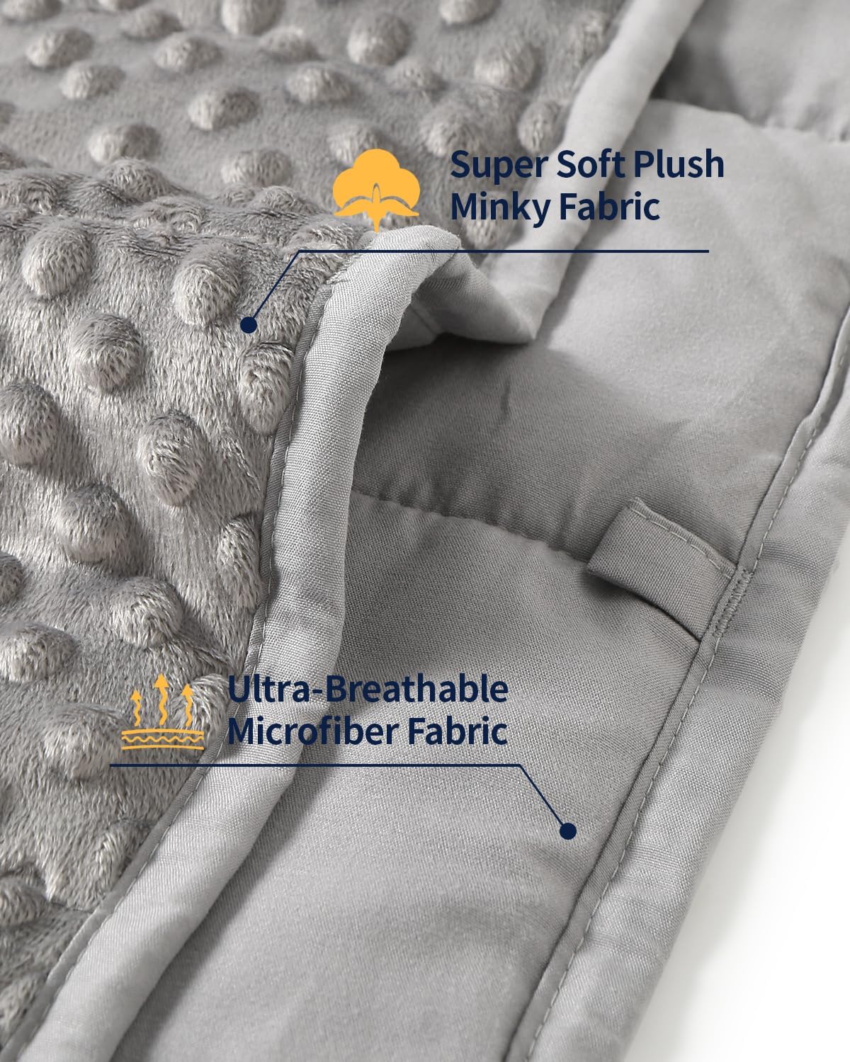 Mr. Sandman Weighted Blanket, Minky Dots and Cooling Microfiber Heavy Blanket, Soft and Cozy Weighted Throw for Sleeping and Calm,36 x 48in, 3lbs, Grey