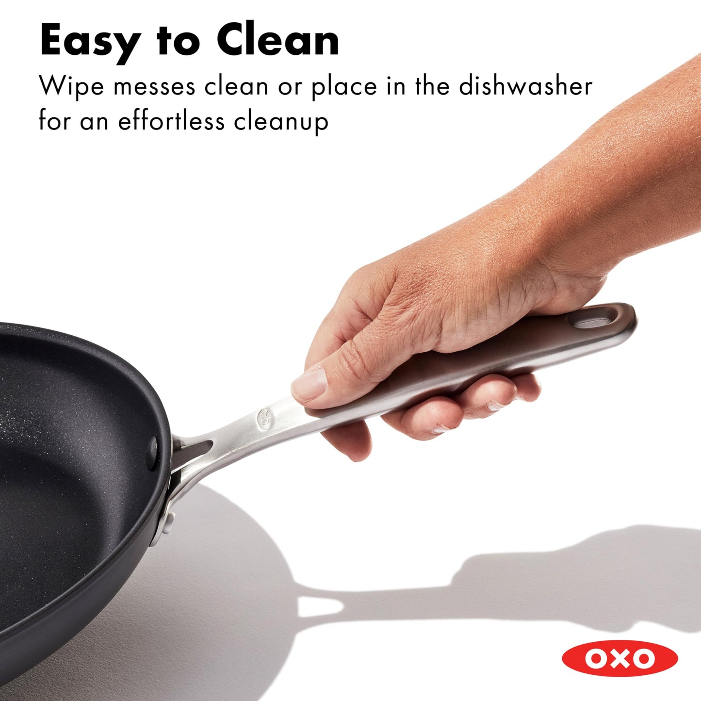 OXO Enhanced 8" Frying Pan Skillet, PFAS-Free Ceramic Nonstick, Durable Hard Anodized Cookware, Scratch Resistant, Stainless Steel Handle, Good Grips, Dishwasher & Oven Safe, Black