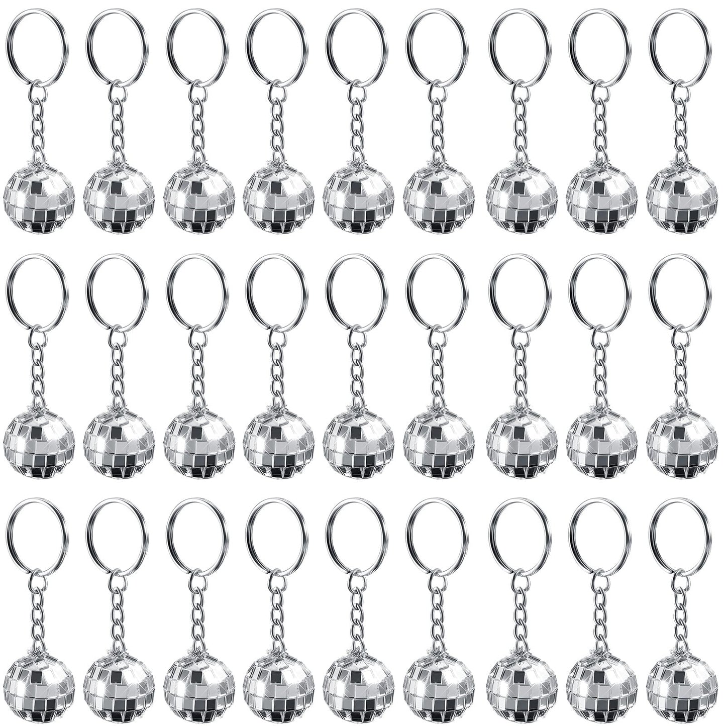 Henoyso 36 Pcs Mini Disco Ball Keychain Bulk Disco Ball Party Favors Sliver Disco for 70s 80s Decorations Mardi Gras Supplies