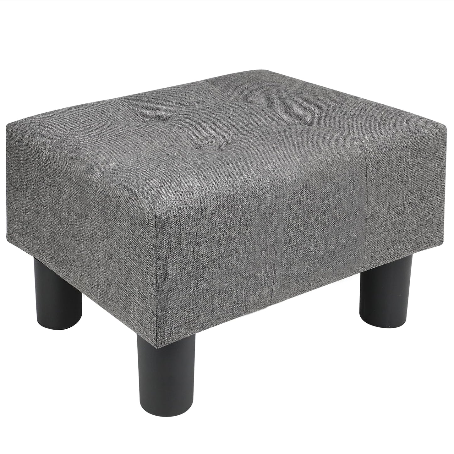 Nizrezol Small Foot Stool Ottoman, Linen Ottoman Foot Rest with Legs, Rectangle Foolstool Footrest for Couch Living Room Entryway, Grey 15.8x11.8x9.5in