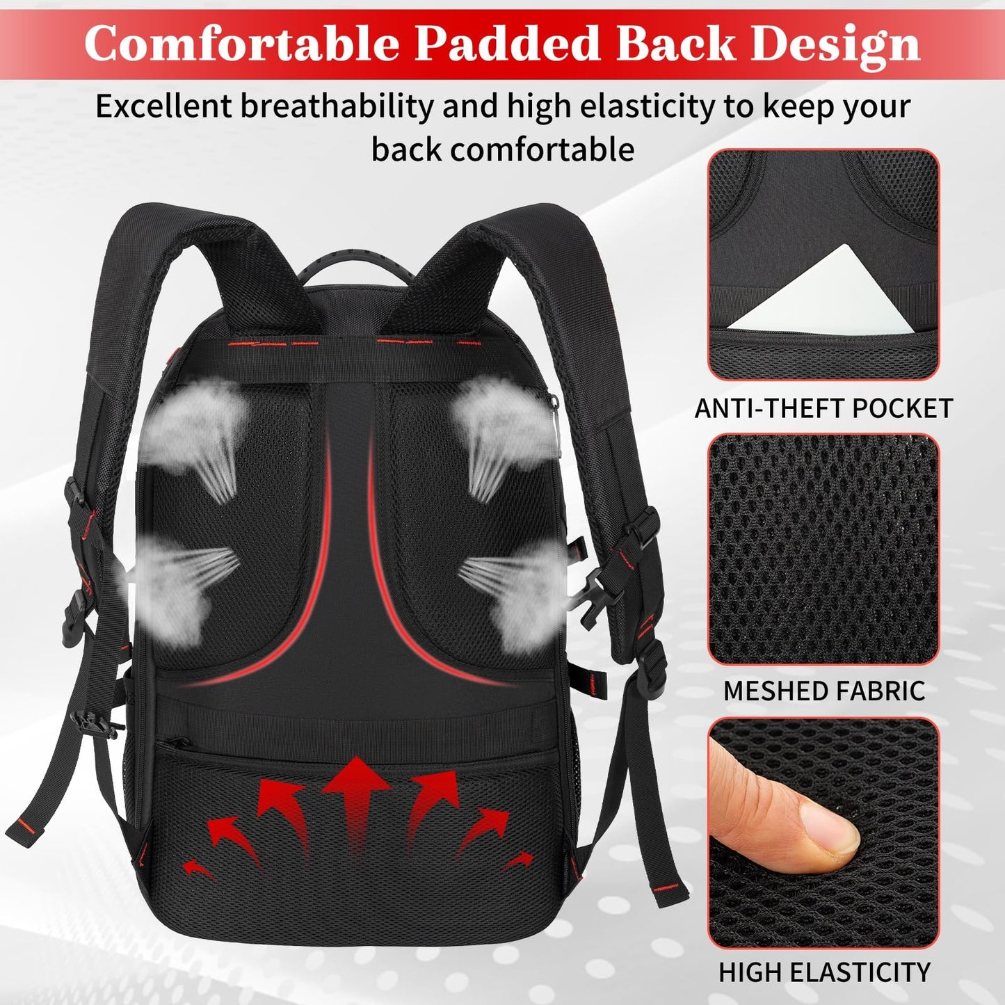 Travel Backpack for Men Women, Expandable 55L Business Laptops Backpacks Water Resistant Carry on Luggage Backpack Gym Sport Bag with Shoes Compartment for College Hiking Camping Fits 17 Inch Computer