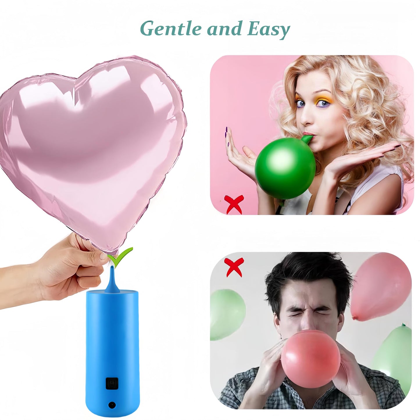 Electric Magic Balloon Pump, Electric Air Inflator Party Air Blower Pump with 1 Nozzle 1 Balloon Cutter and 10 Pcs Long Balloons,Great for Twisty Curly Balloon, Foil Balloons