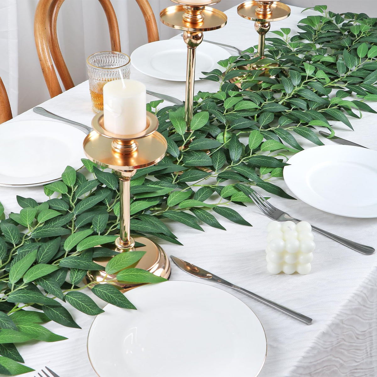 Betylifoy 24 Pcs Italian Ruscus Greenery Stems Artificial Eucalyptus Branches 25" Faux Silk Greenery Leaves Plants for Wedding Arch Bouquet Home Office Vase Filler Decor