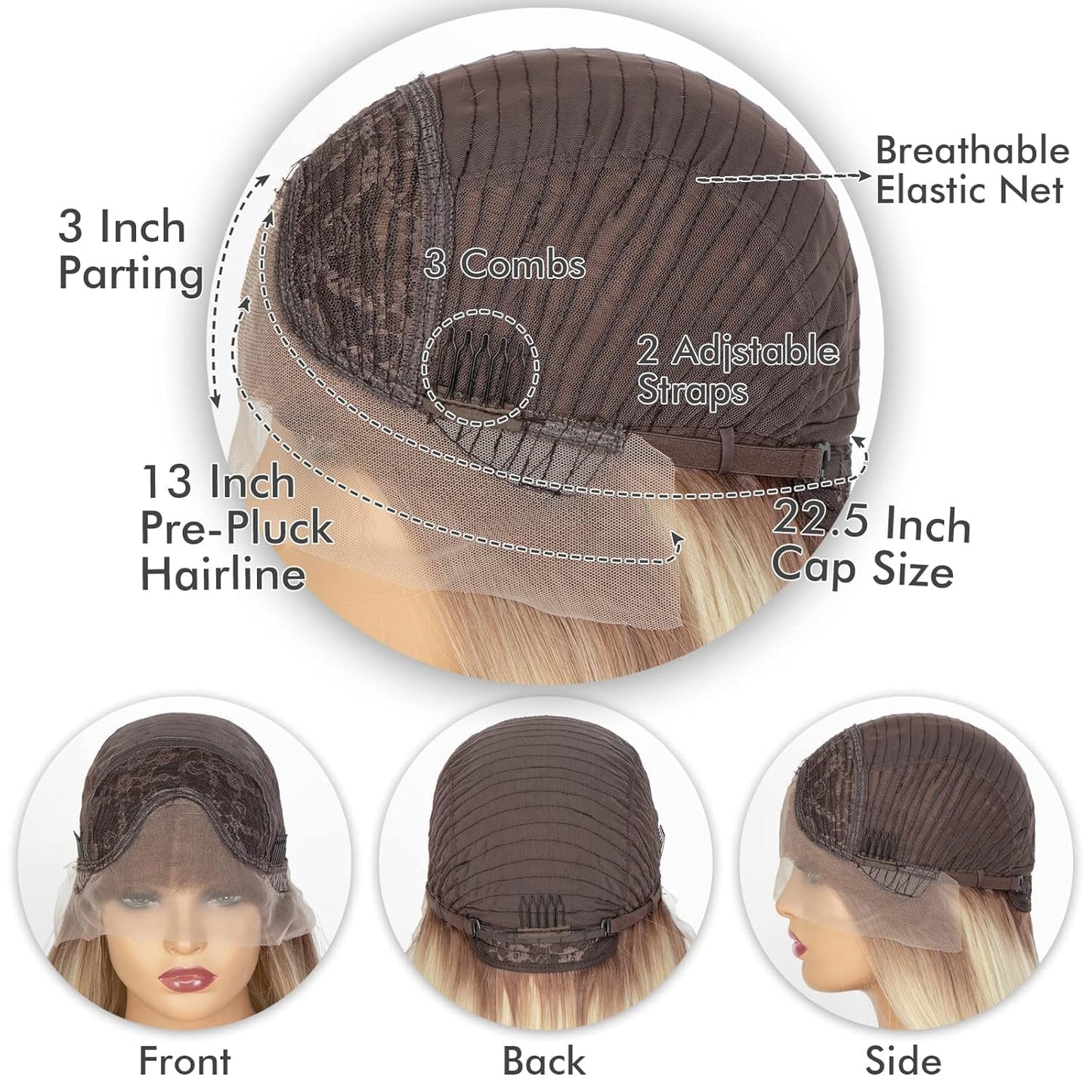 Blonde Lace Front Wig Long Body Wavy Auburn Synthetic 13X3 Lace Front Wigs Glueless Hair Pre Plucked Free Part Heat Resistant Hair for Women Drag Queen 22 Inch