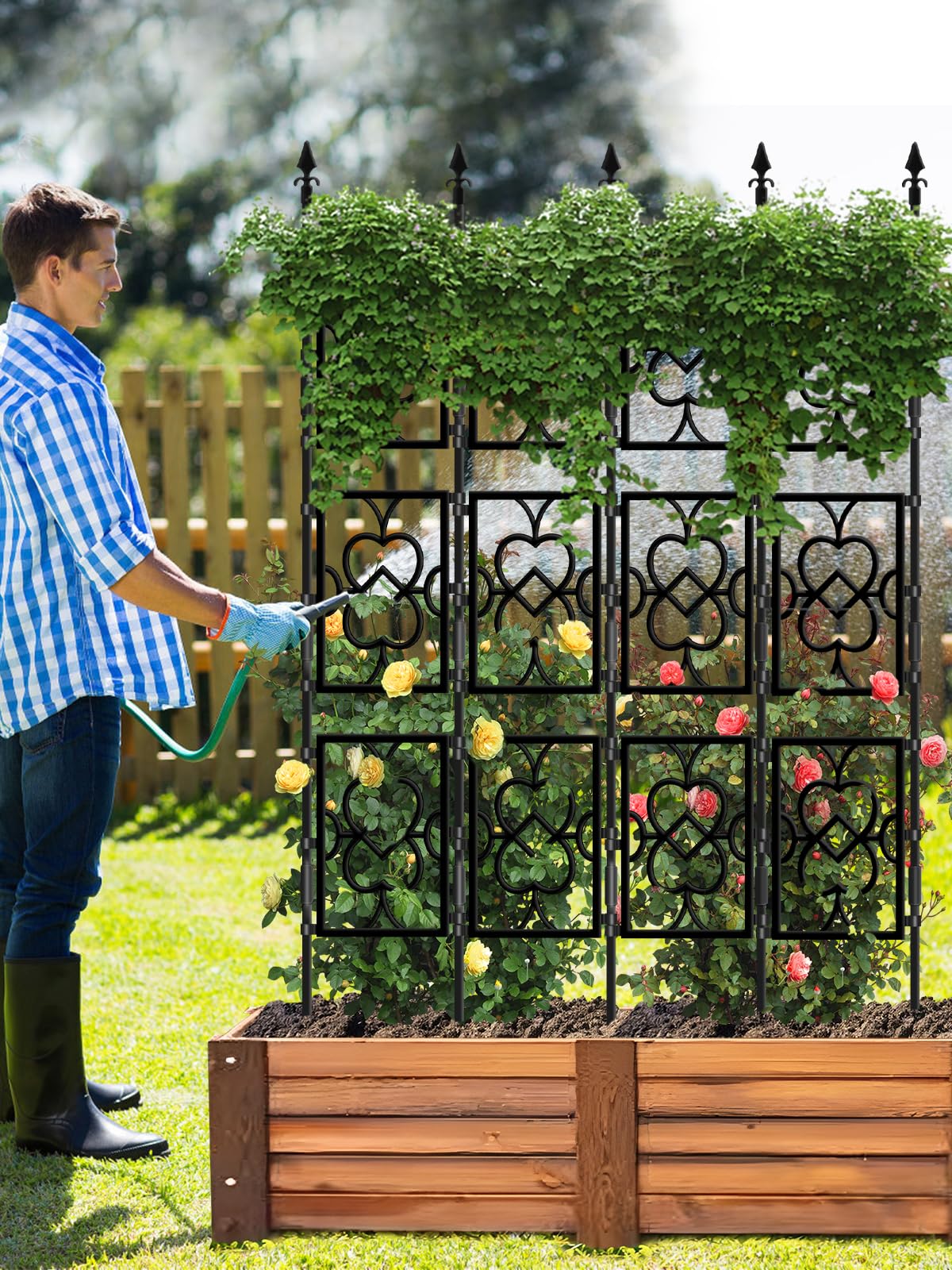 4 Sets Garden Trellis for Climbing Plants, Kalolary 5.5FT Plastic Love Screen Plant Trellis Frame for Potted Plants Rustproof Thicken Cucumber Trellis Stand for Vines Flowers Vegetable Indoor Outdoor