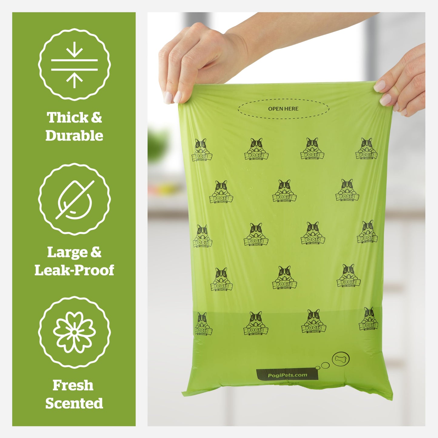 Pogi’s Poop Bags - Large, Leak-Proof Pet Waste Bags, Fresh Scent - 60 Rolls (900 Bags)