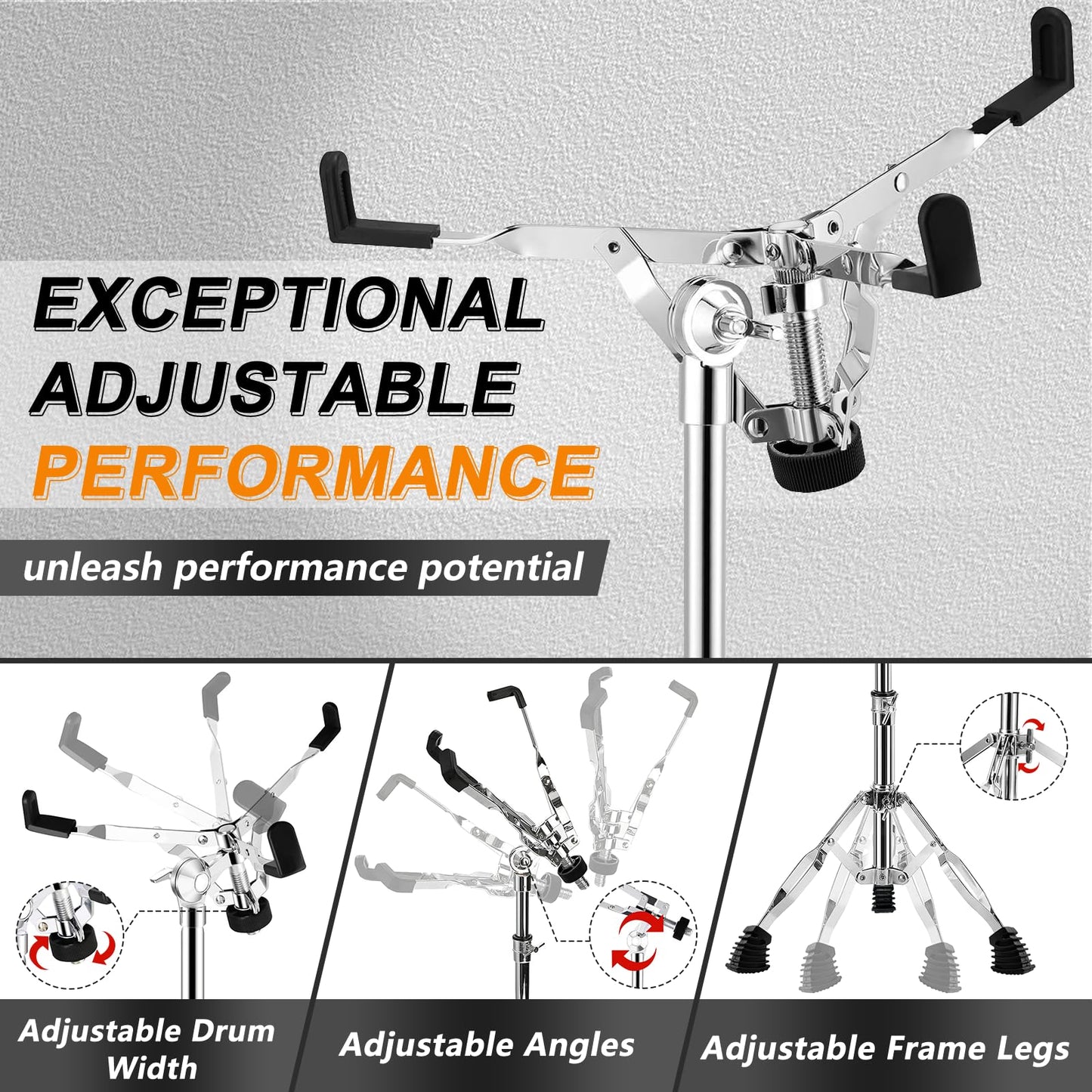 Snare Drum Stand with Drum Sticks Holder,Tall Drum Pad Stand Adjustable Height 14.5 to 22 Inches Accessories Arm Kit Tripod Snare Stand for Drum Set Fit for 14 to 10 Inch Lightweight Drum Practice Pad