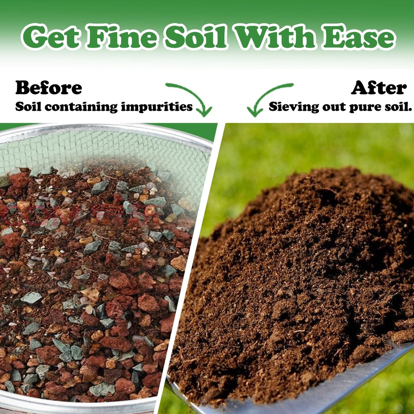 3Pcs Soil, Sand, and Compost Sifter for Gardening – Sieve for Rocks, Dirt, and Organic Material – Fits 5-Gallon Buckets 3 Apertures