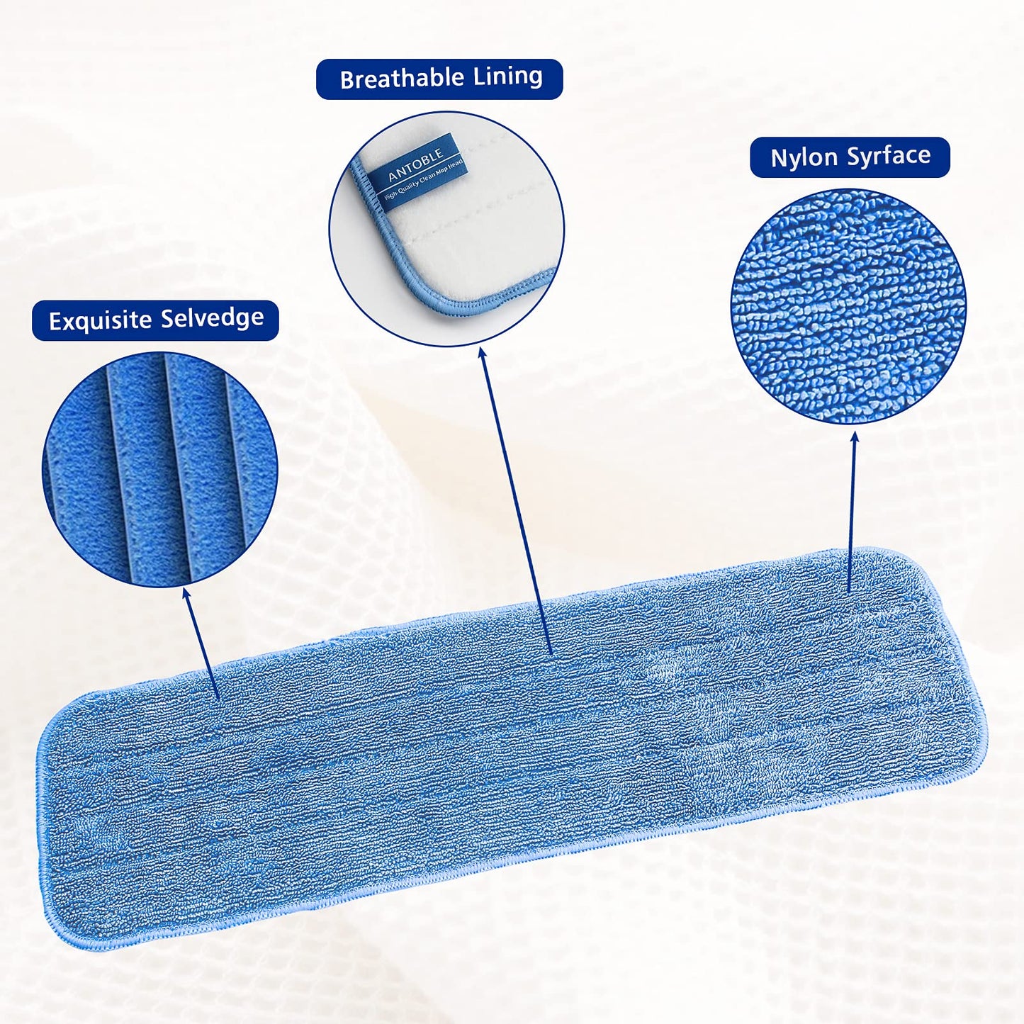 Replacement Washable Microfiber Absorbing Mop Head - Compatible with E-Cloth Deep Clean Mop Head, Wet & Dry Cleaning Cloth Refills for All Hard-Floor (Blue) 6Pack