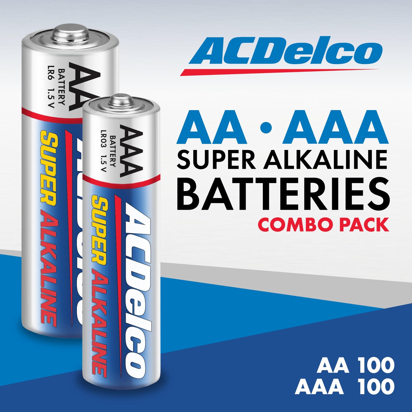 ACDelco AA and AAA 200-Count Combo Pack Super Alkaline Batteries, 100-Count Each, 10-Year Shelf Life, Reclosable Packaging