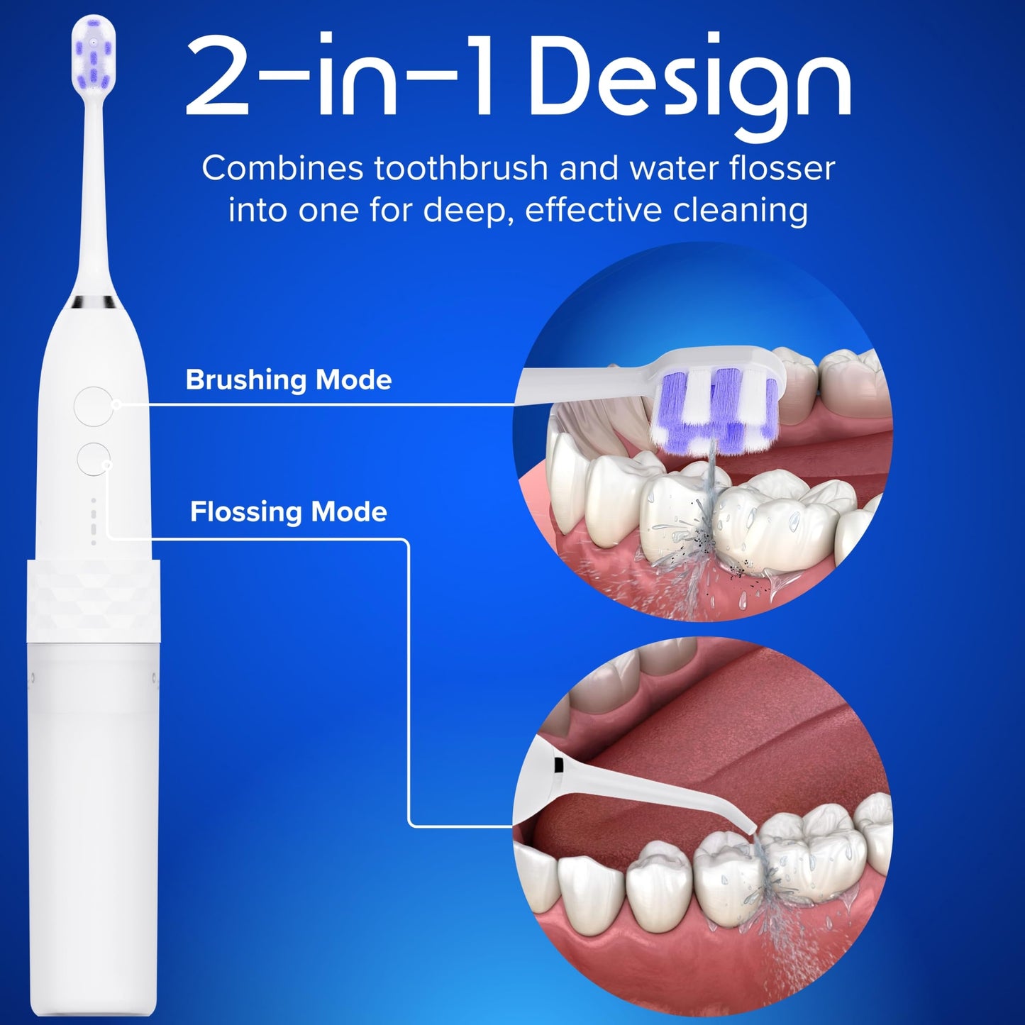 2-in-1 Portable Sonic Toothbrush & Cordless Water Flosser – Travel-Ready, Braces-Friendly – Perfect for On-the-Go, Office, School & Home
