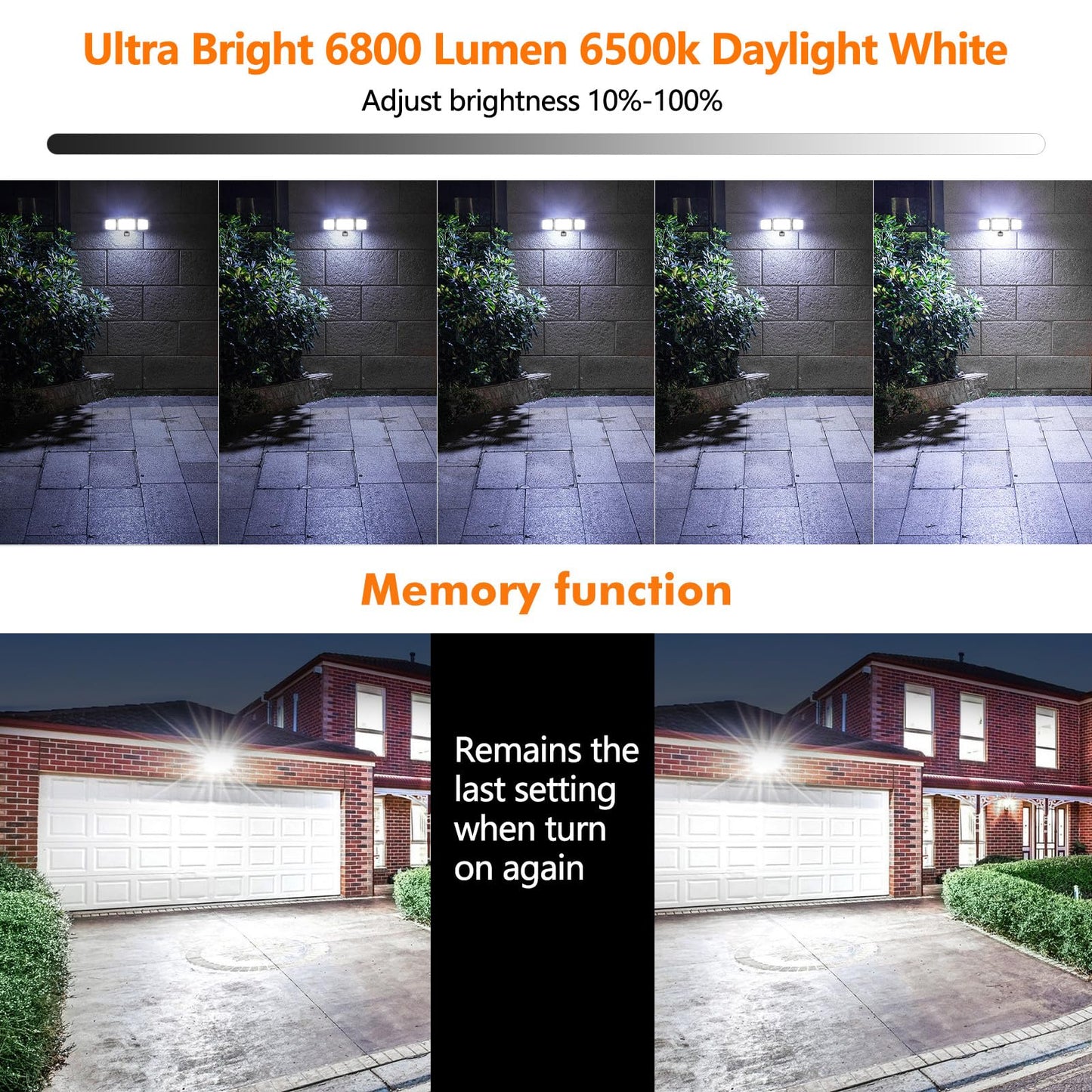 MEIHUA 70W LED Security Lights Motion Sensor Light Outdoor, 6800LM 6500K Daylight Outdoor Flood Lights with Remote Control, IP66 Waterproof Wall Mount Security Light for Garage Porch Backyard