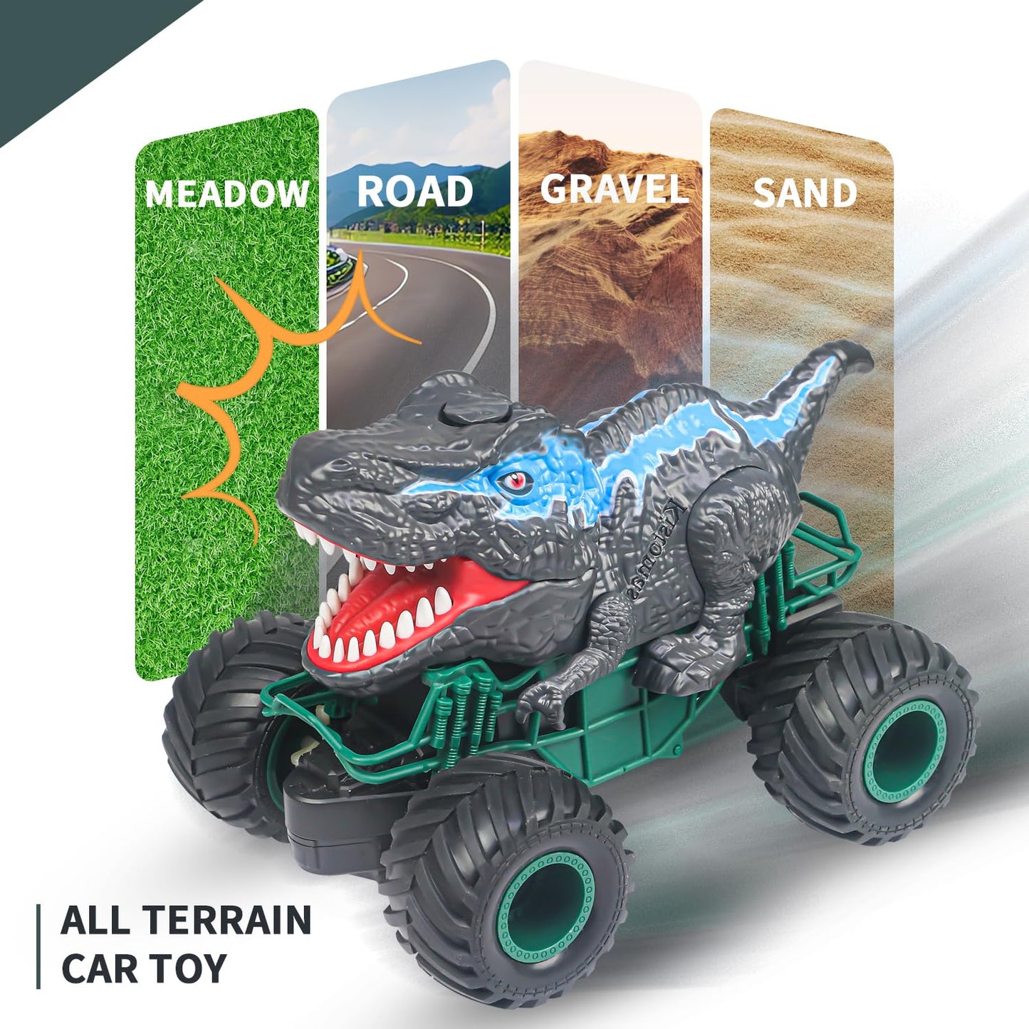 ZDCZ Dinosaurs Toys for Kids, Remote Control Cars Toy 3 4 5 6 7 8-12 Year Old Hobby Dinosaur Truck with Music, Lights,Spray, 2.4GHz All Terrain Rechargeable Electric Toys Gifts for Boys
