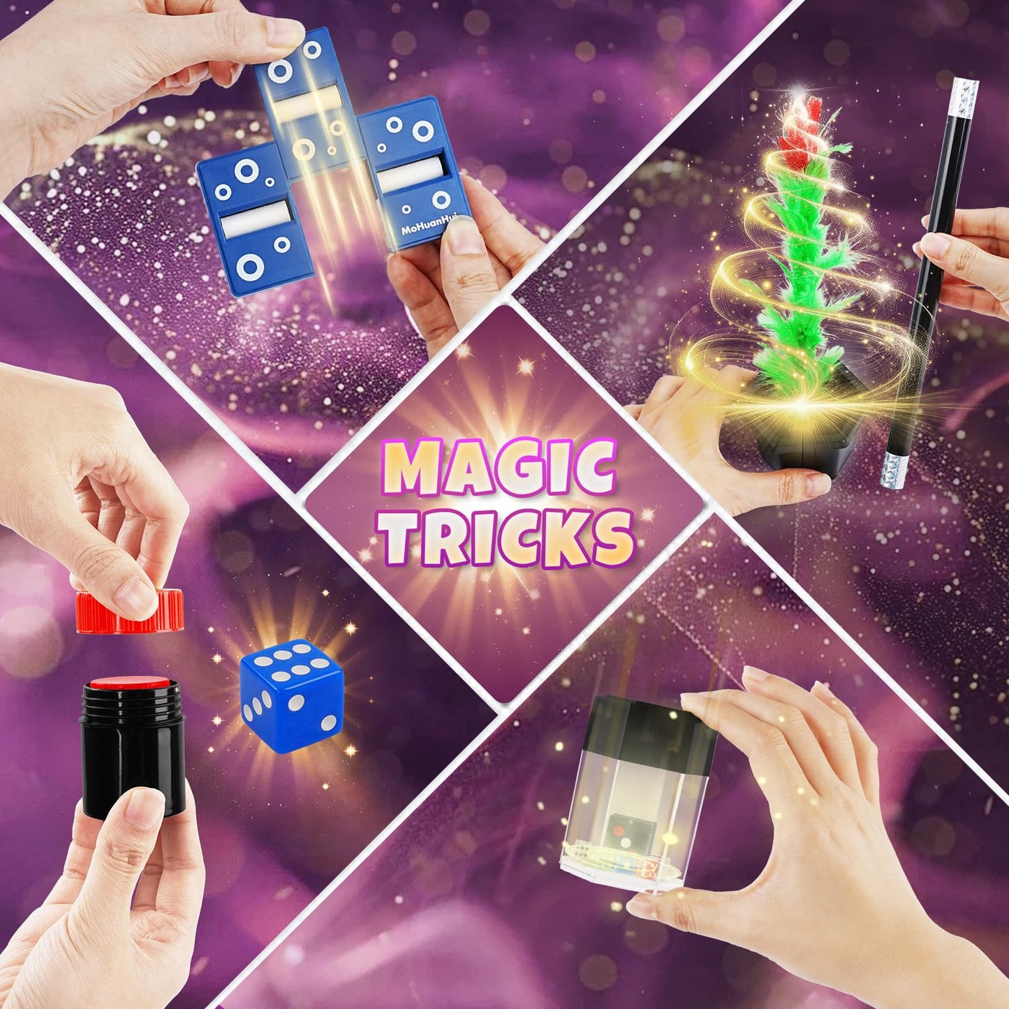 Magic Kit, Magic Tricks for Kids, Magic Set Includes Magic Wand Magician Costume, Pretend Play with Instruction for Kid Beginners, Christmas Halloween Birthday Gift Toys for Boys Girls Age 6-12