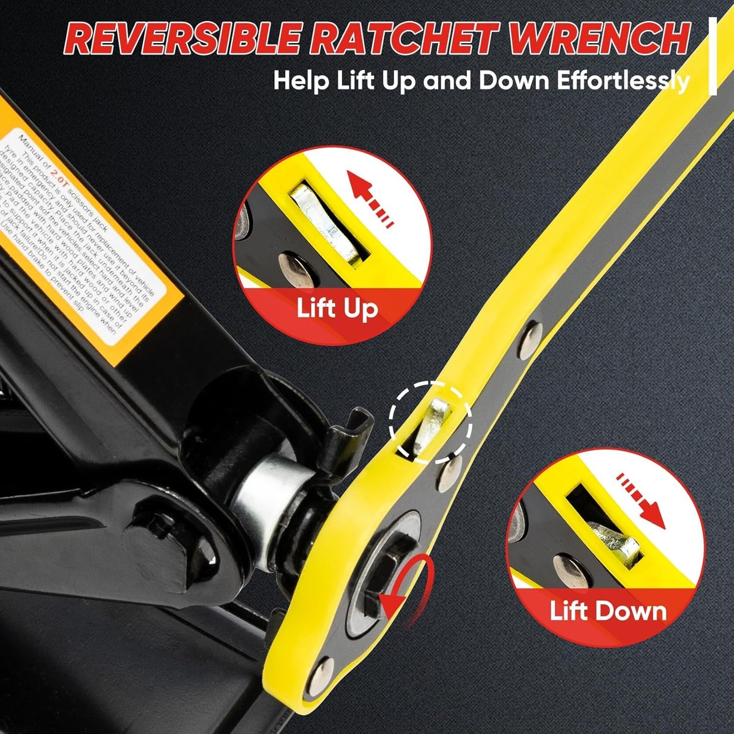 SHALL Scissor Jack Kit - 2 Ton (4409lbs) - Extended & Widened Base, 360° Rotatable Rubber Pad - Tire Change Kit with Ratchet & Lug Wrench - Universal Car Jack for Emergency Roadside Needs